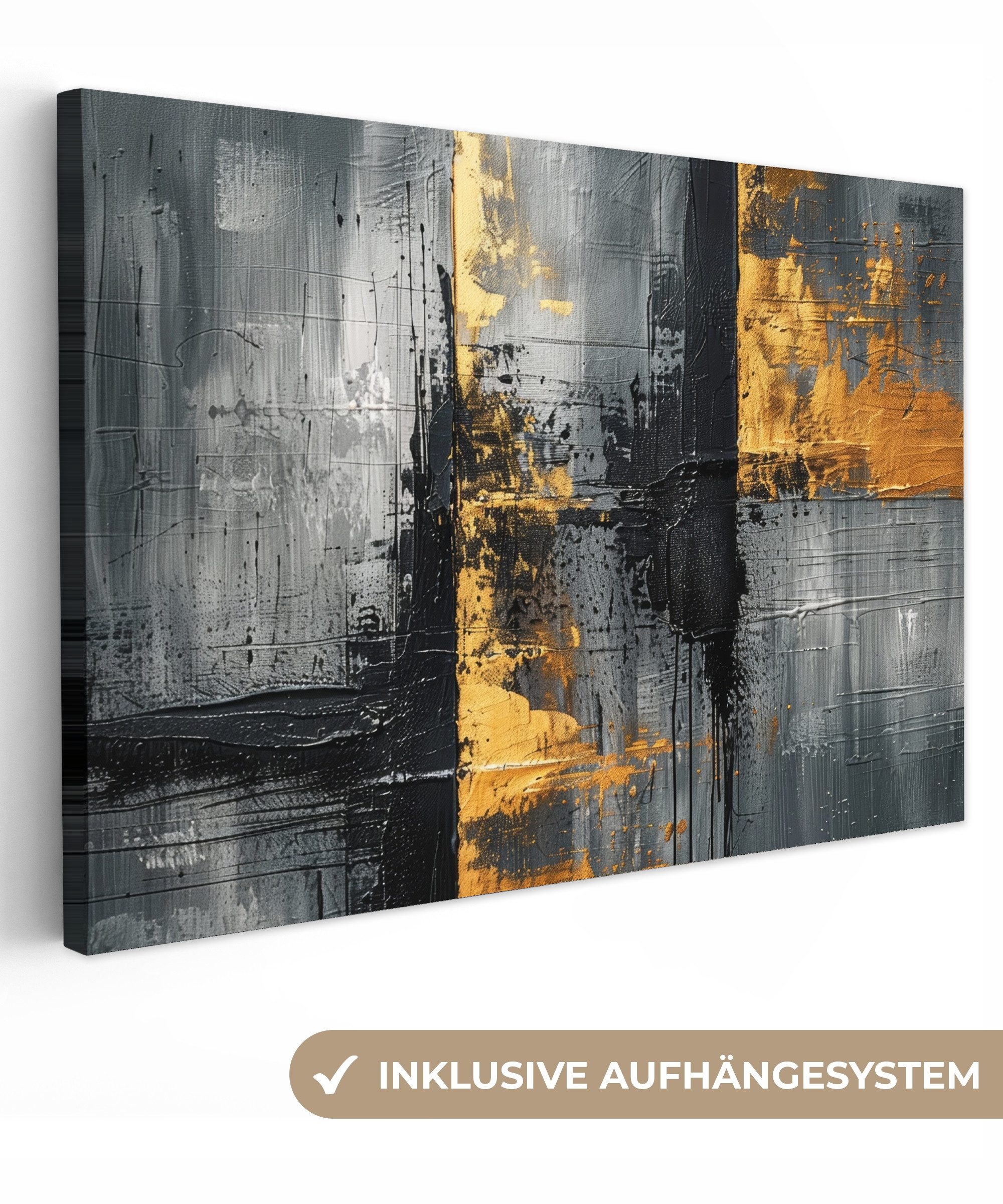 OneMillionCanvasses® Leinwandbild Modern - Gold - Grau - Gemustert, Fotodru günstig online kaufen