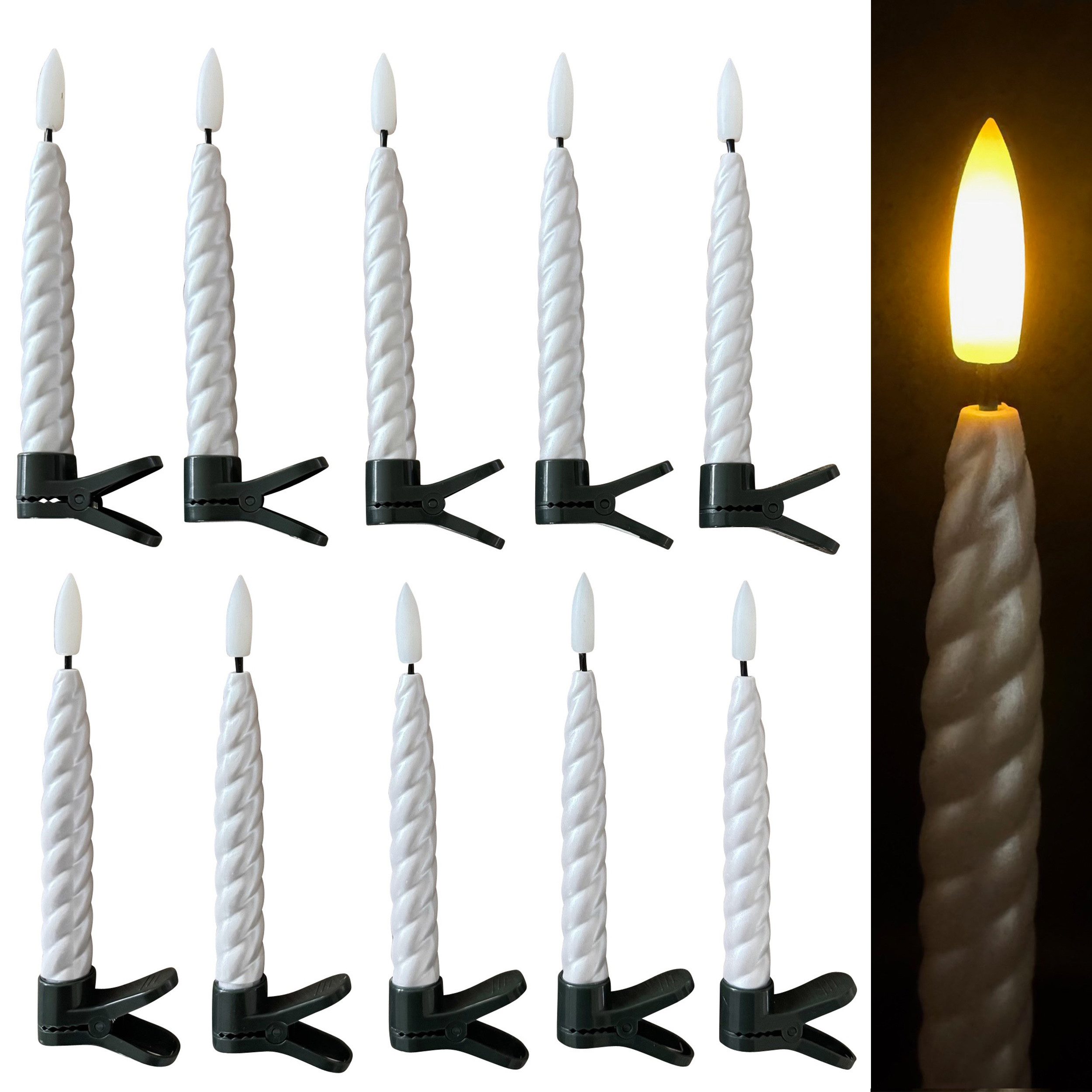 Online-Fuchs LED-Christbaumkerzen - Weihnachtskerzen kabellos mit realistischer Flamme und Fernbedienung, inkl. 6-Stunden Timer - Rot, Silber, Champagner, Berry, Blau