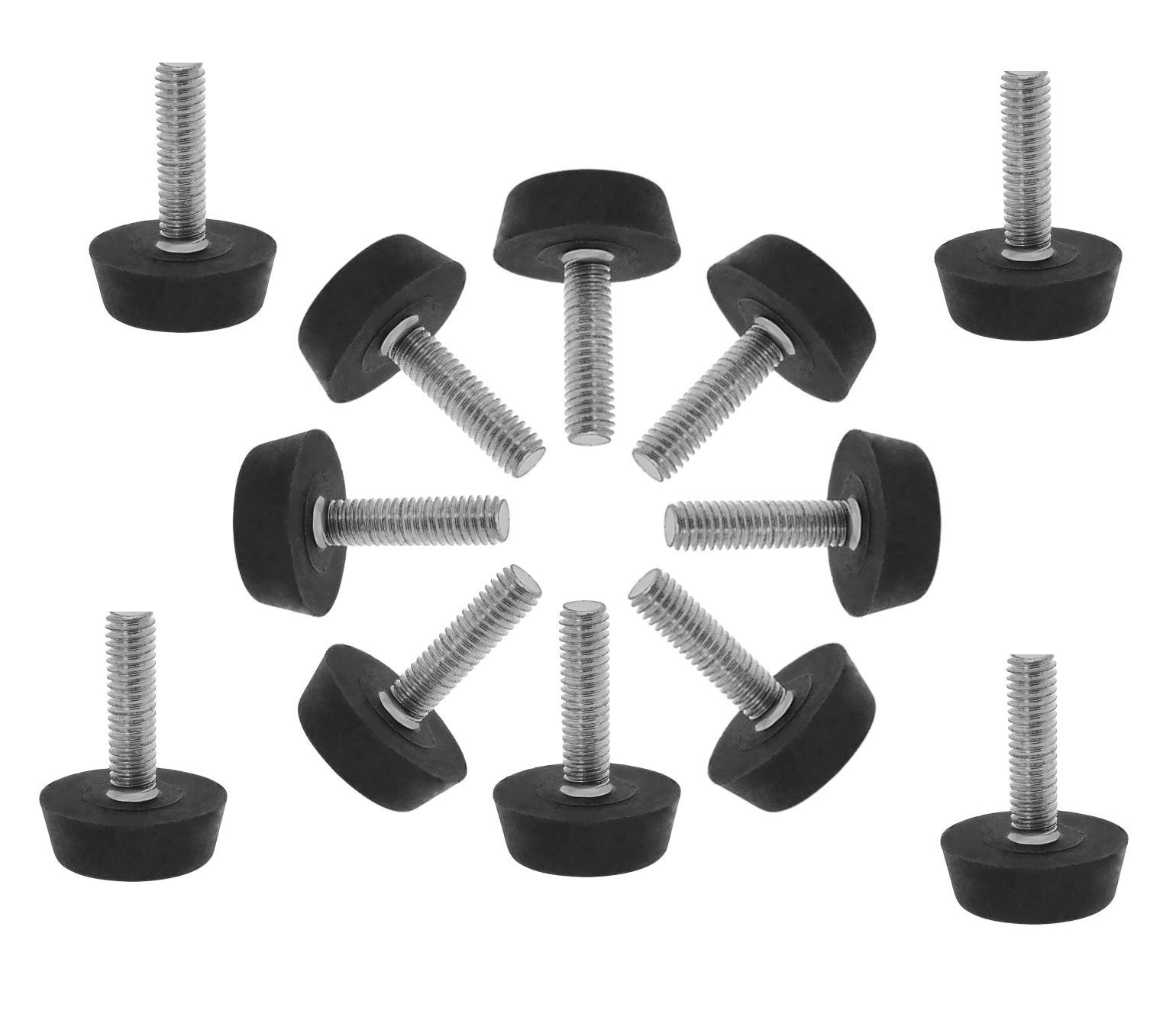 Möbelfuß 12 x Möbelfüße verstellbar schwarz M6, Nivellierfüße Bodenschutz