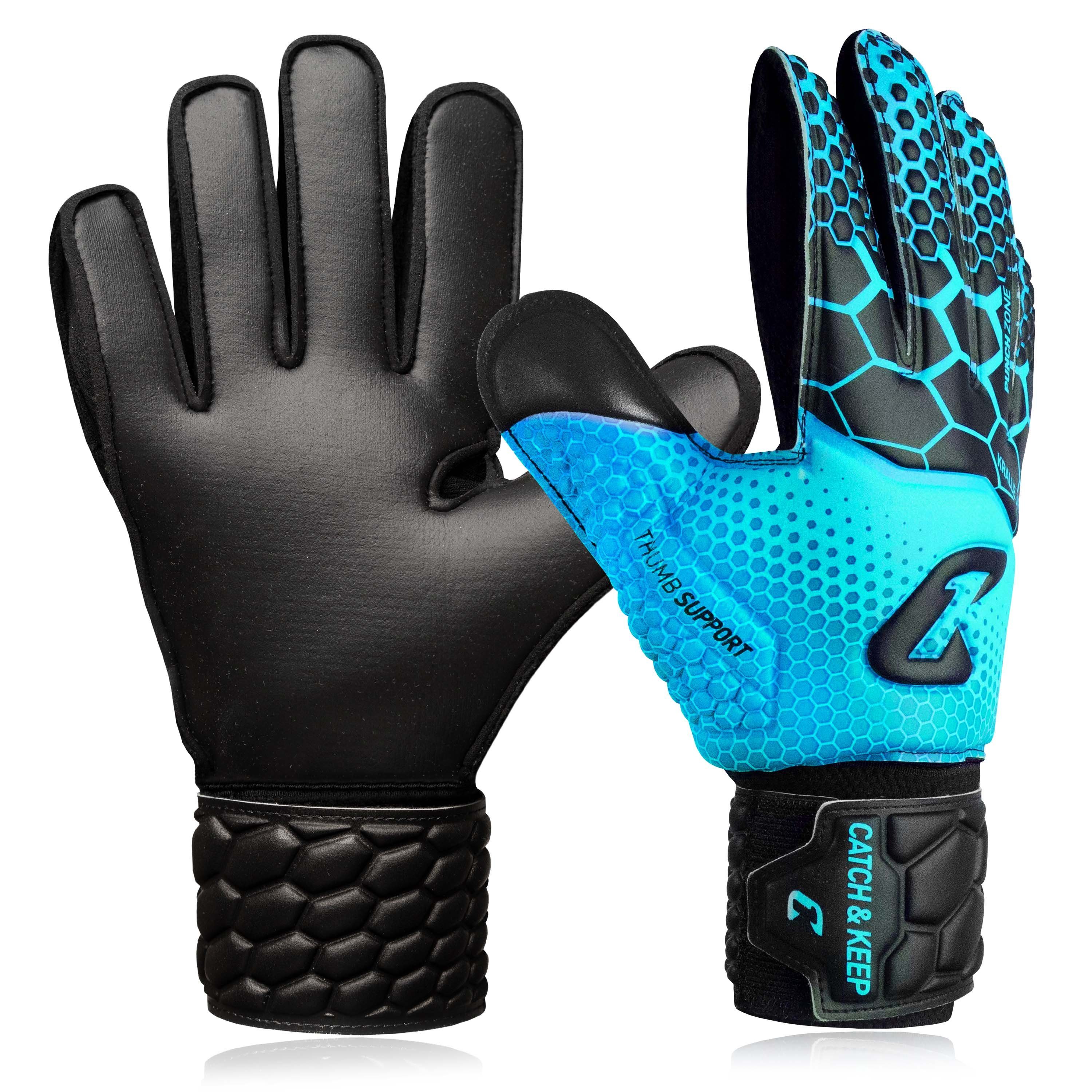 Catch & Keep Torwarthandschuhe Torwarthandschuhe kinder mit Fingrschutz&Grip für starken Halt Pro 3.0 (1-St)