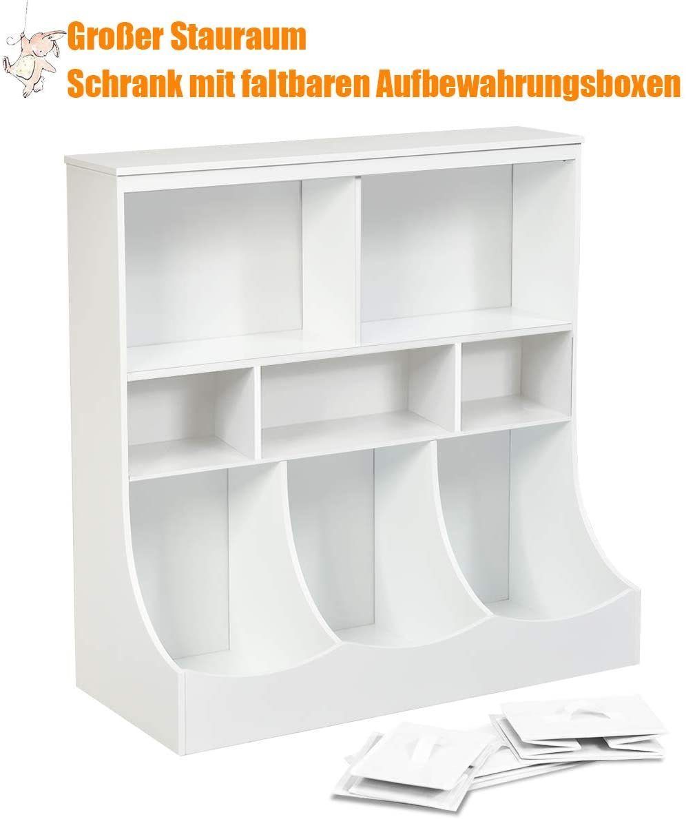 COSTWAY Bücherregal, Kinder, 3 Ebenen, 3 mit Schubladen & Weiß 5 Regalfächern
