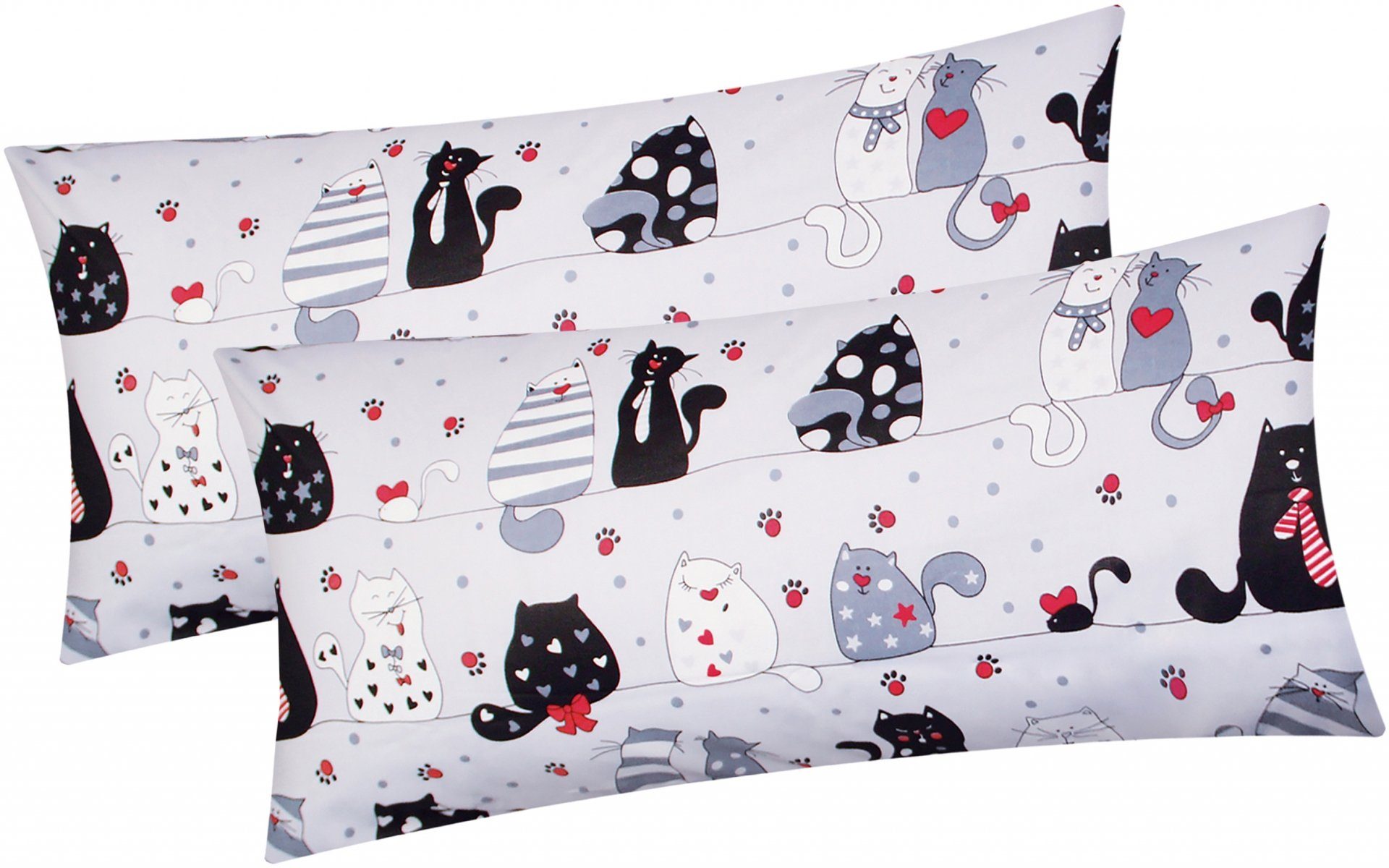 Heubergshop Kissenbezug, (2 Stück), 40x80cm Baumwolle Katzen Pfoten Kissenh günstig online kaufen