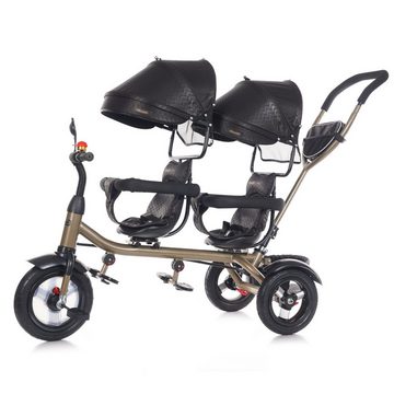 Chipolino Dreirad Geschwisterdreirad Tricycle 2Play, zwei Kinder bis 50 kg Gummireifen Lenkstange
