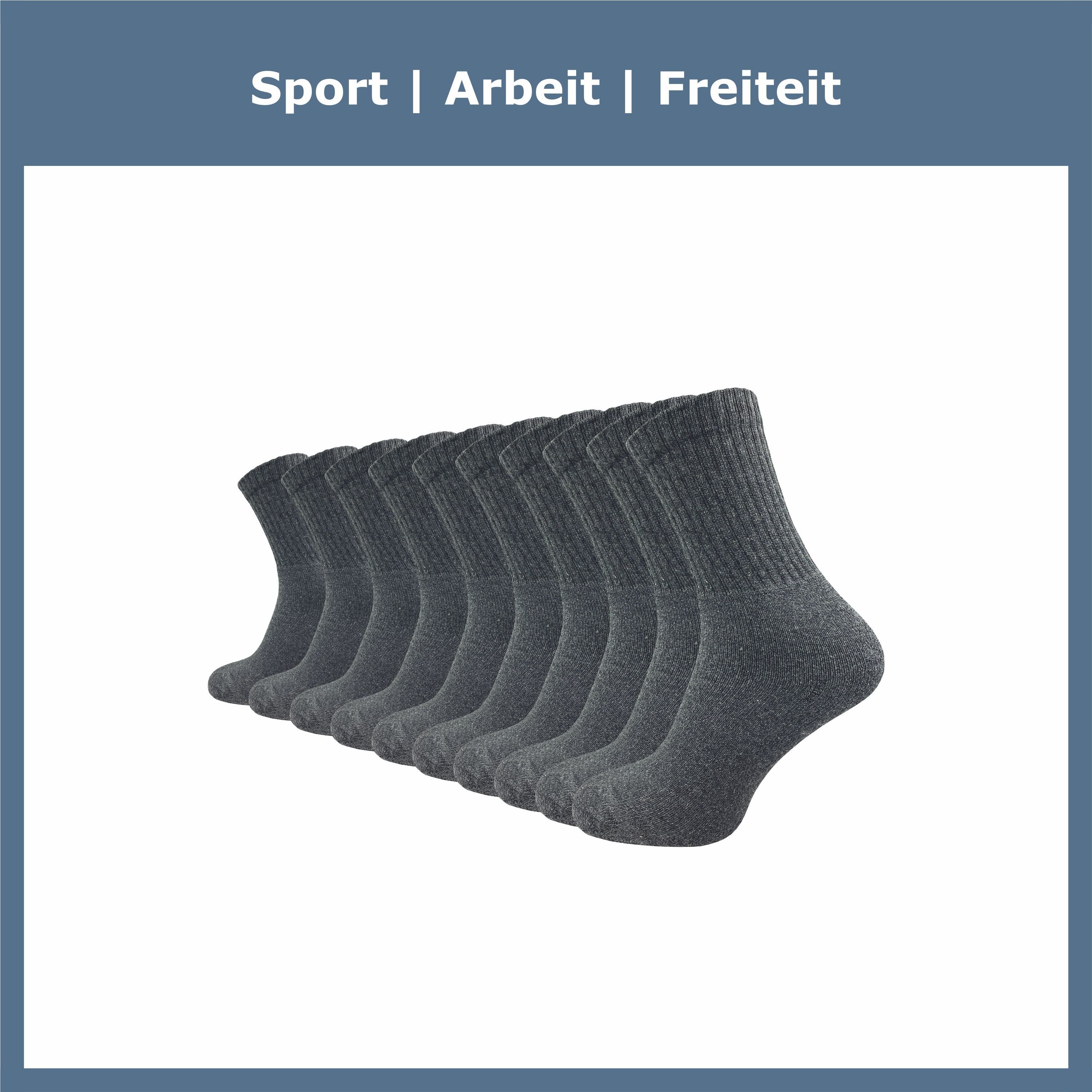 GAWILO Tennissocken für Damen & Herren in schwarz, weiß & grau - Sportsocken aus Baumwolle (10 Paar) Extra langlebig dank verstärktem Frotteefuß - u.a. in 39-42 und 43-46