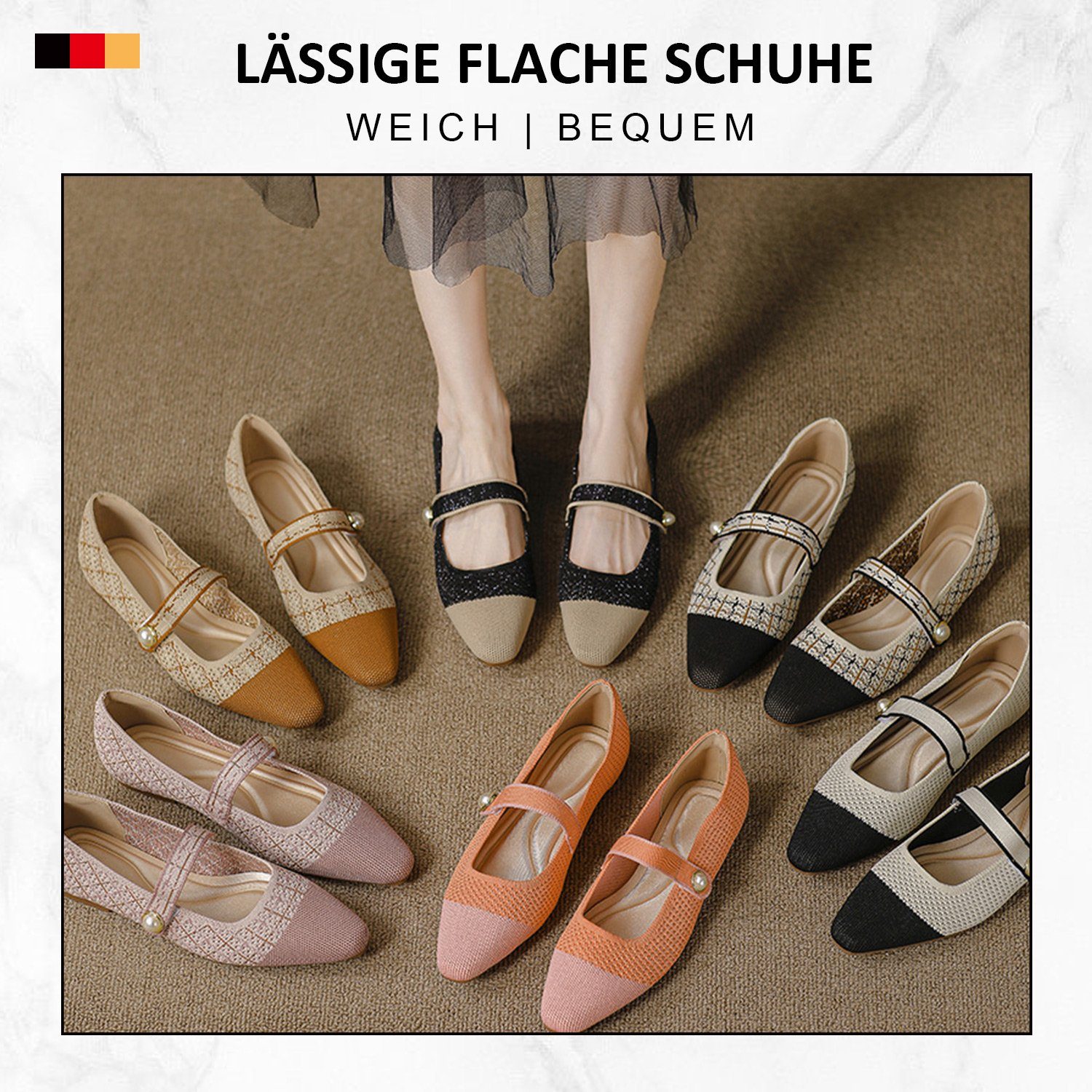 Schuhe Arbeit spitzer Lila komfortable Ballerina Ballett MAGICSHE Frauen Bogenunterstützung, flache