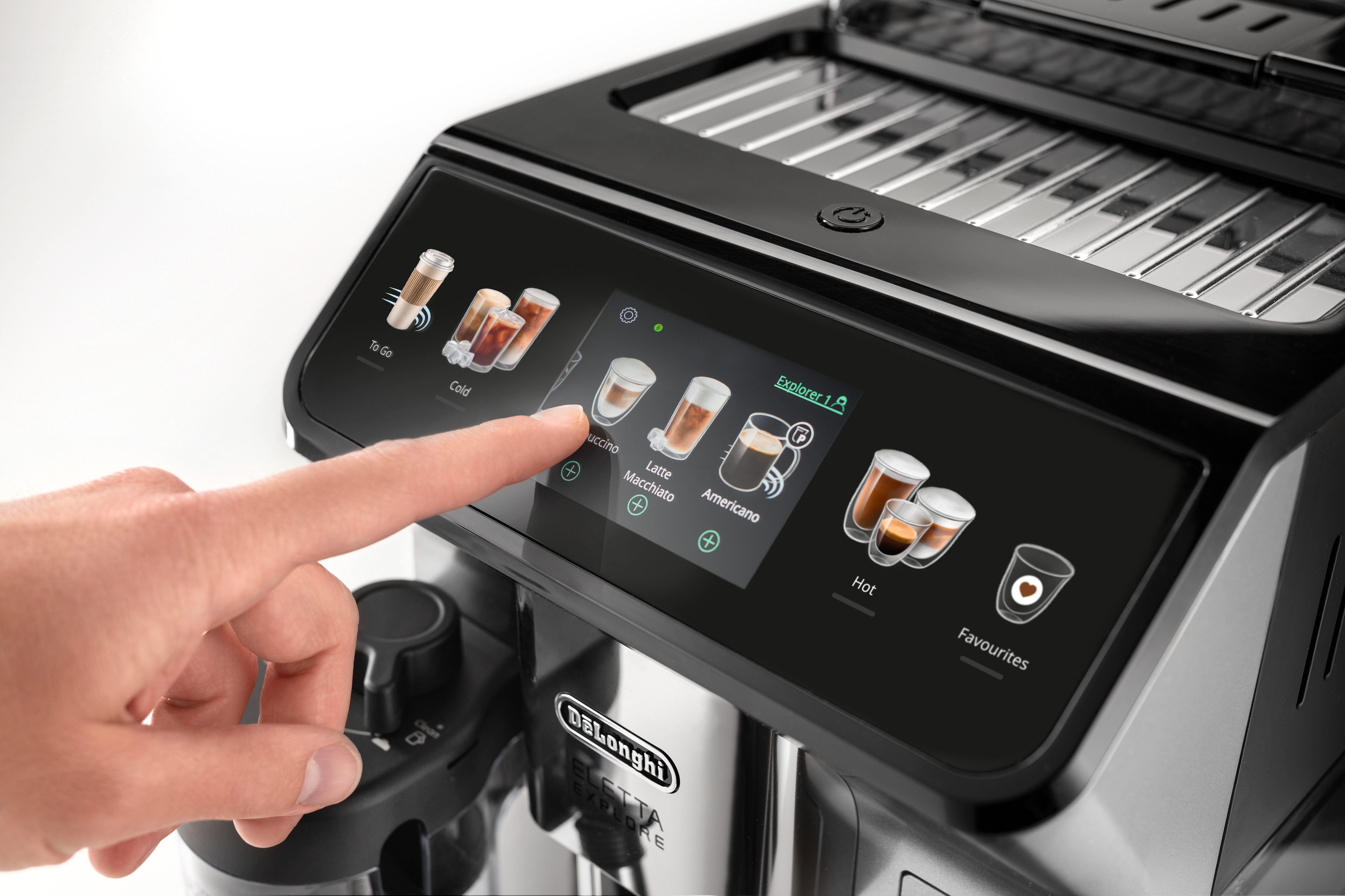 De'Longhi Kaffeevollautomat Eletta Explore ECAM450.55.S - 40 Rezepte, heißer & kalter Milchschaum, 3,5" Touch-Display, herausnehmbare Brühgruppe, einstellbarer  – Bild 4 von 5