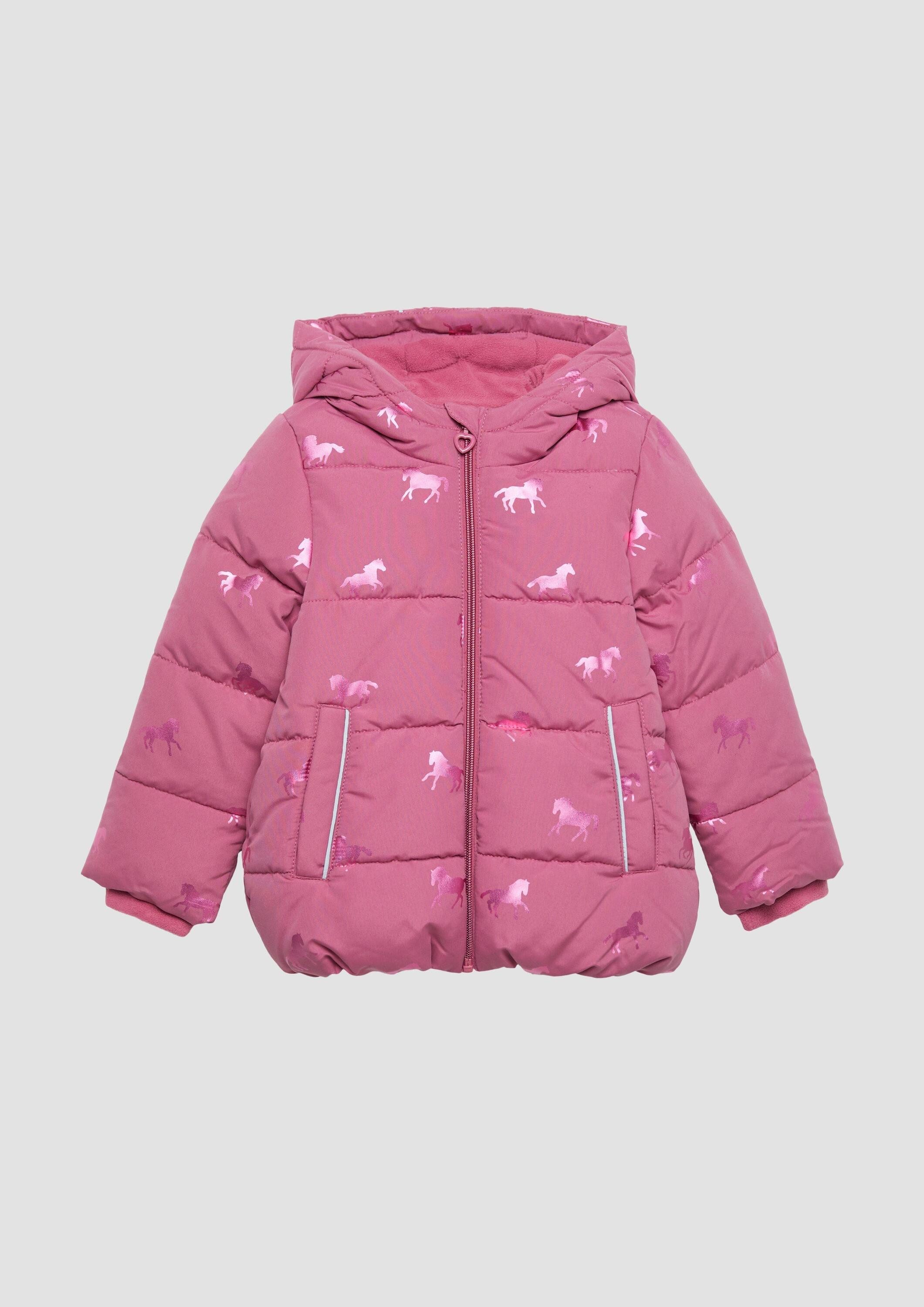 s.Oliver Winterjacke Outdoor-Jacke Steppjacke mit schimmerndem Print und Fleecefutter