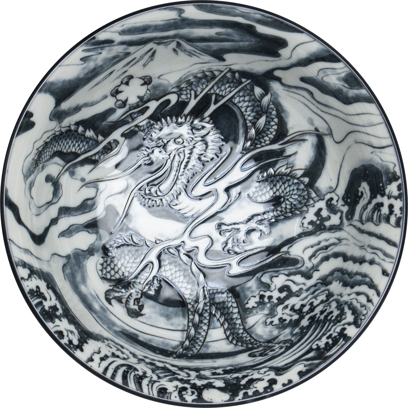 WestCraft Servierschüssel Japan-Bowls ASIATICA, Drachengott Edition, Porzellan-Schalen, 20,5 cm, Porzellan, Hochwertig, asiatische Ramen-, Reis-, Nudel-, Udon-, Suppen-Schüssel