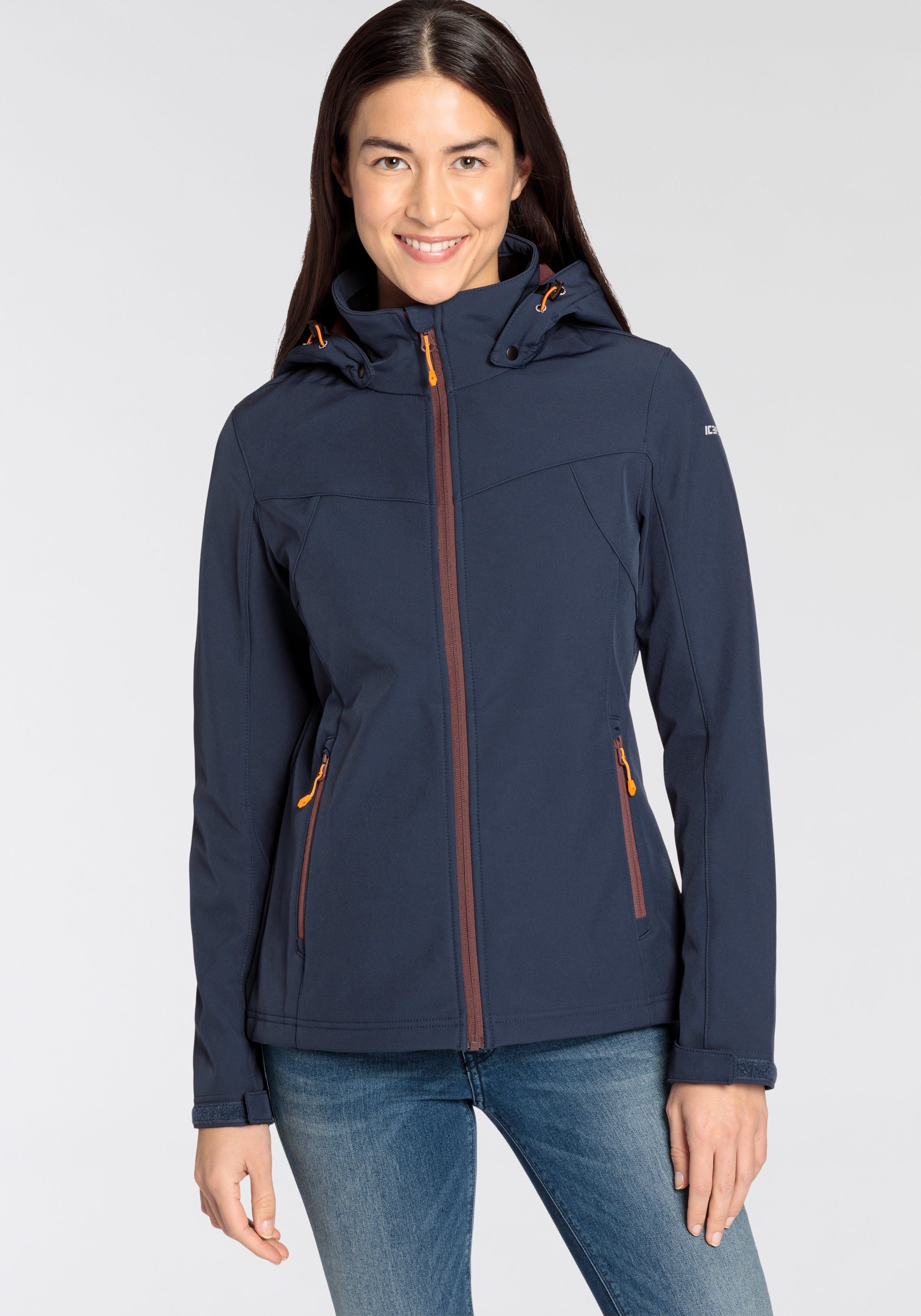 SOFTSHELLJACKE mit BRENHAM Stehkragen BLUE Softshelljacke Icepeak D hohem