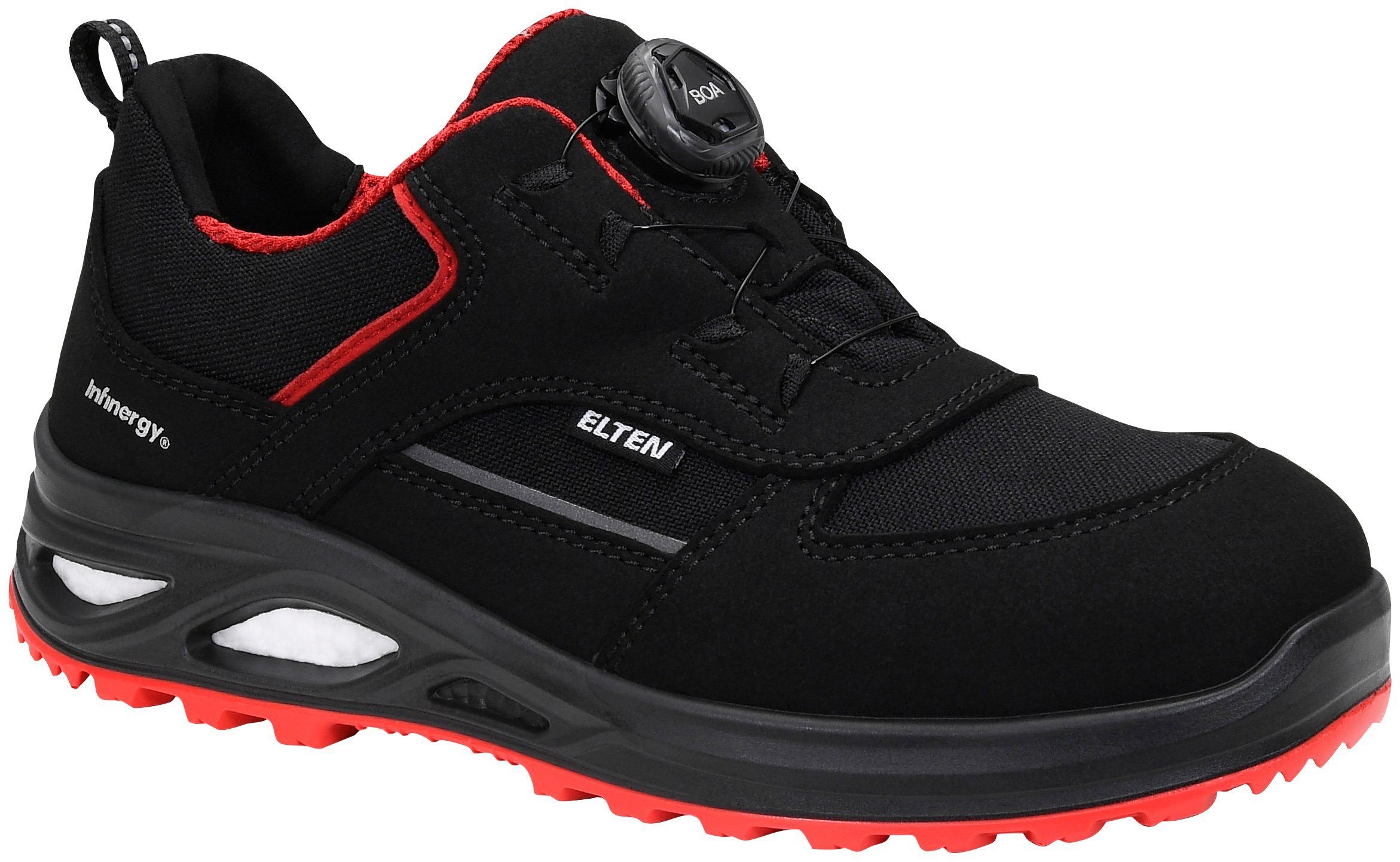 HANNAH XXTL ESD Dämpfungstechnologie Low Elten Wellmaxx black-red Sicherheitsschuh S3, BOA® DGUV-zertifiziert,