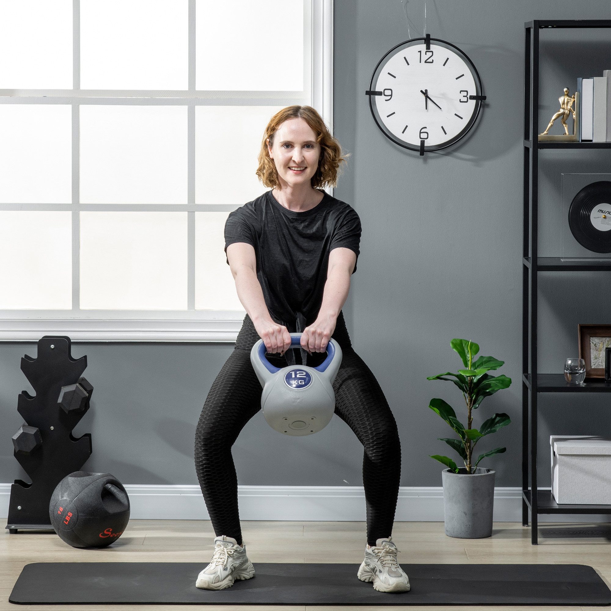 SPORTNOW Kettlebell 12 KG Gewichtkugel für freies Gewichtstraining, Krafttraining, (Set, 1 x Kettlebell), 1 x 12 Kg