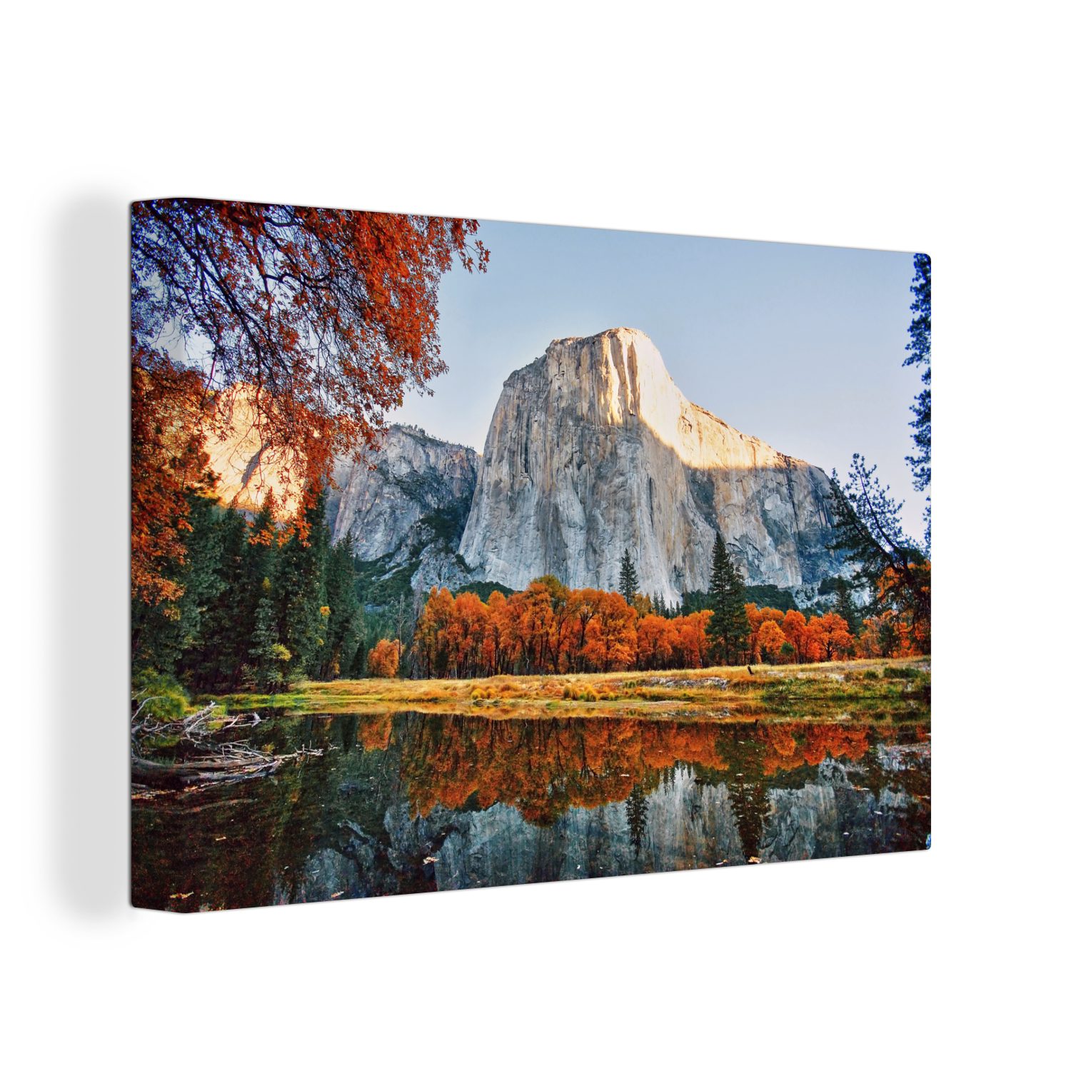 OneMillionCanvasses® Leinwandbild Herbsttag im Yosemite-Nationalpark in Kalifornien, (1 St), Wandbild Leinwandbilder, Aufhängefertig, Wanddeko, 30x20 cm