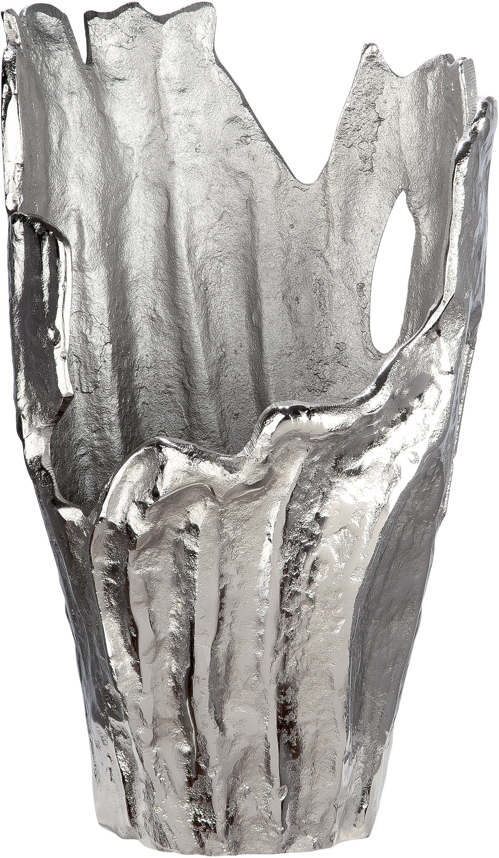 Struktur GILDE Form, Vase St), Antik-Finish extravagante Coralifero Dekovase im (1 silberfarbene Aluminium,