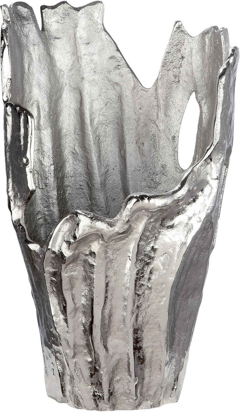 GILDE Dekovase »Vase Coralifero« (1 St), extravagante Form, Aluminium, silberfarbene Struktur im Antik-Finish