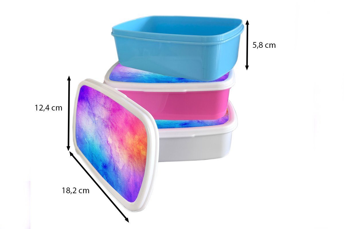 und Orange Kinder - Rosa Blau, Wasserfarben (2-tlg), für für weiß Lunchbox Jungs Erwachsene, - MuchoWow und Mädchen Kunststoff, Brotdose, Brotbox -