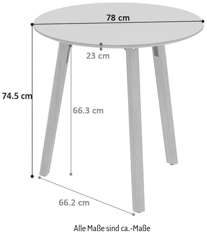 Eiche aus mit Tables, Maße schöner cm Beschichtung, 78/78/74,5 OTTO massiv, Esstisch (B/T/H): Linoleum Füße products