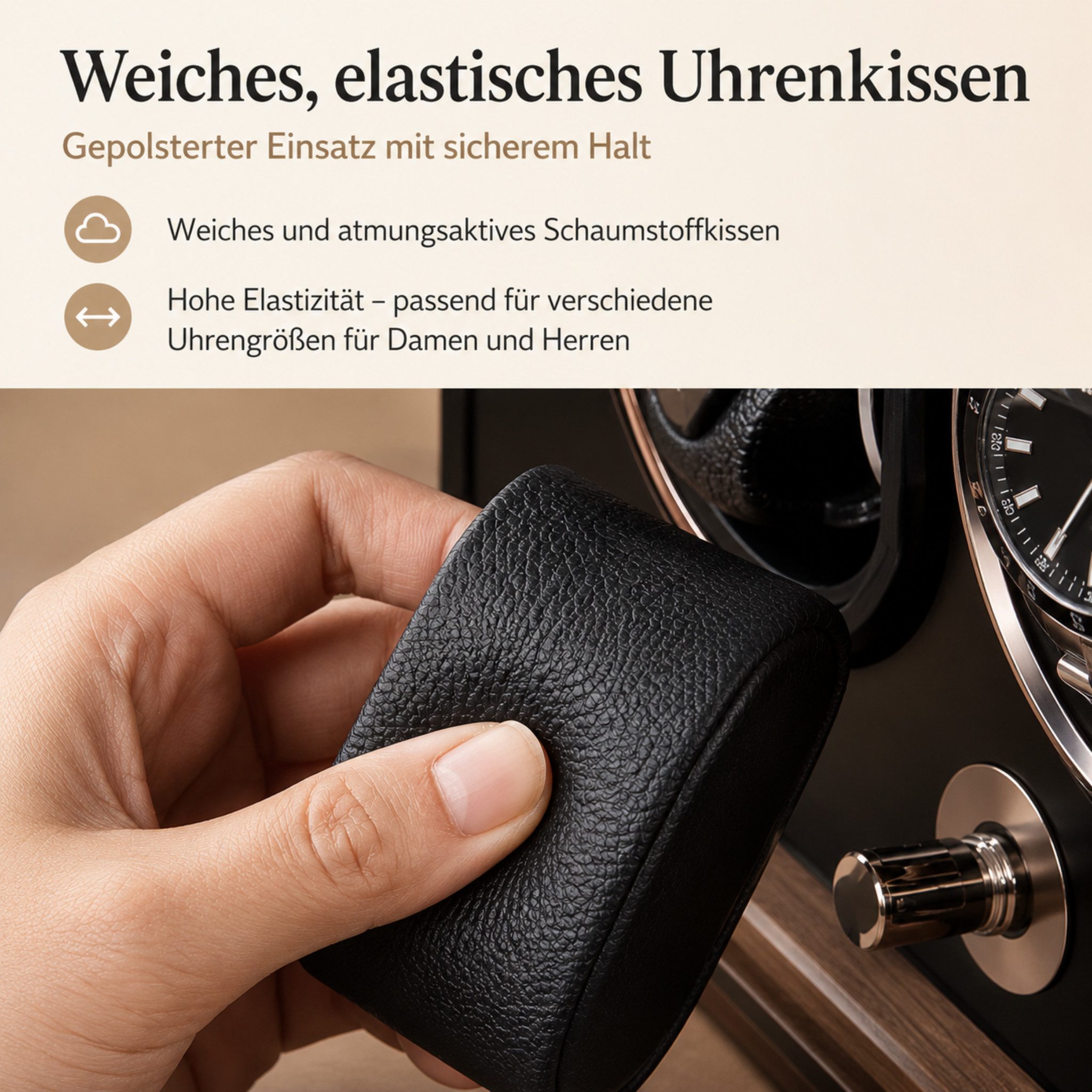 HS.SUPPLY Uhrenbeweger Uhrenbeweger Automatikuhren mit LED-Beleuchtung, (Komplett-Set, Komplett-Set), LED-Licht, 5 Stufen, Netzbetrieb, leiser Motorantrieb – Bild 5 von 5