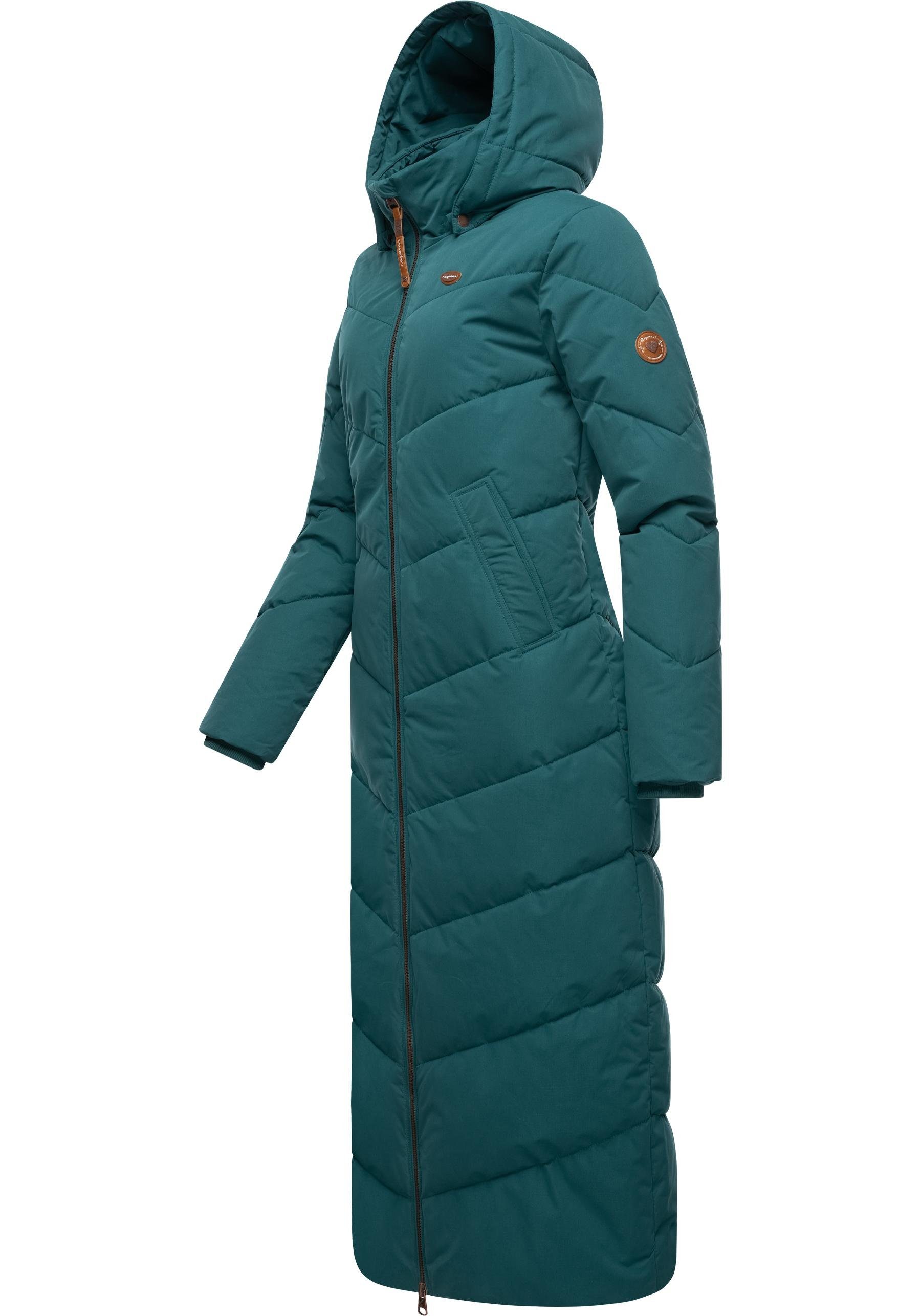 Ragwear Wintermantel Rebelka Extralong wasserdichter Winterparka mit abnehmbarer Kapuze