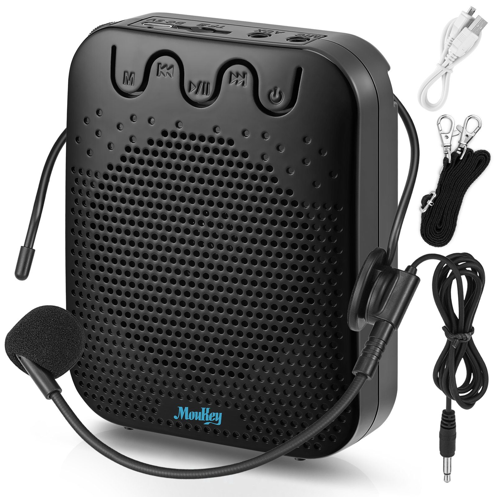 Moukey Mini Sprachverstärker Lautsprecher Lautsprecher (10 W,  wiederaufladbarer, tragbar, Sprachverstärker-Mikrofon-Headset)