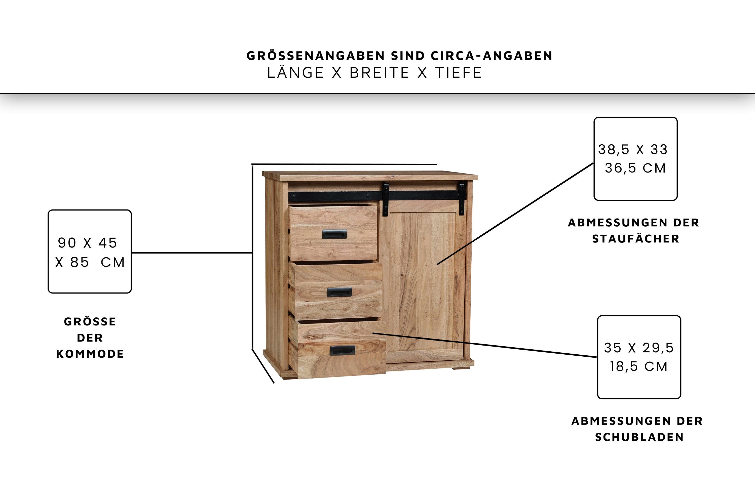 SAM® Sideboard Fritz, Akazienholz, mit Baumkante oder gerader Kante, Indust günstig online kaufen