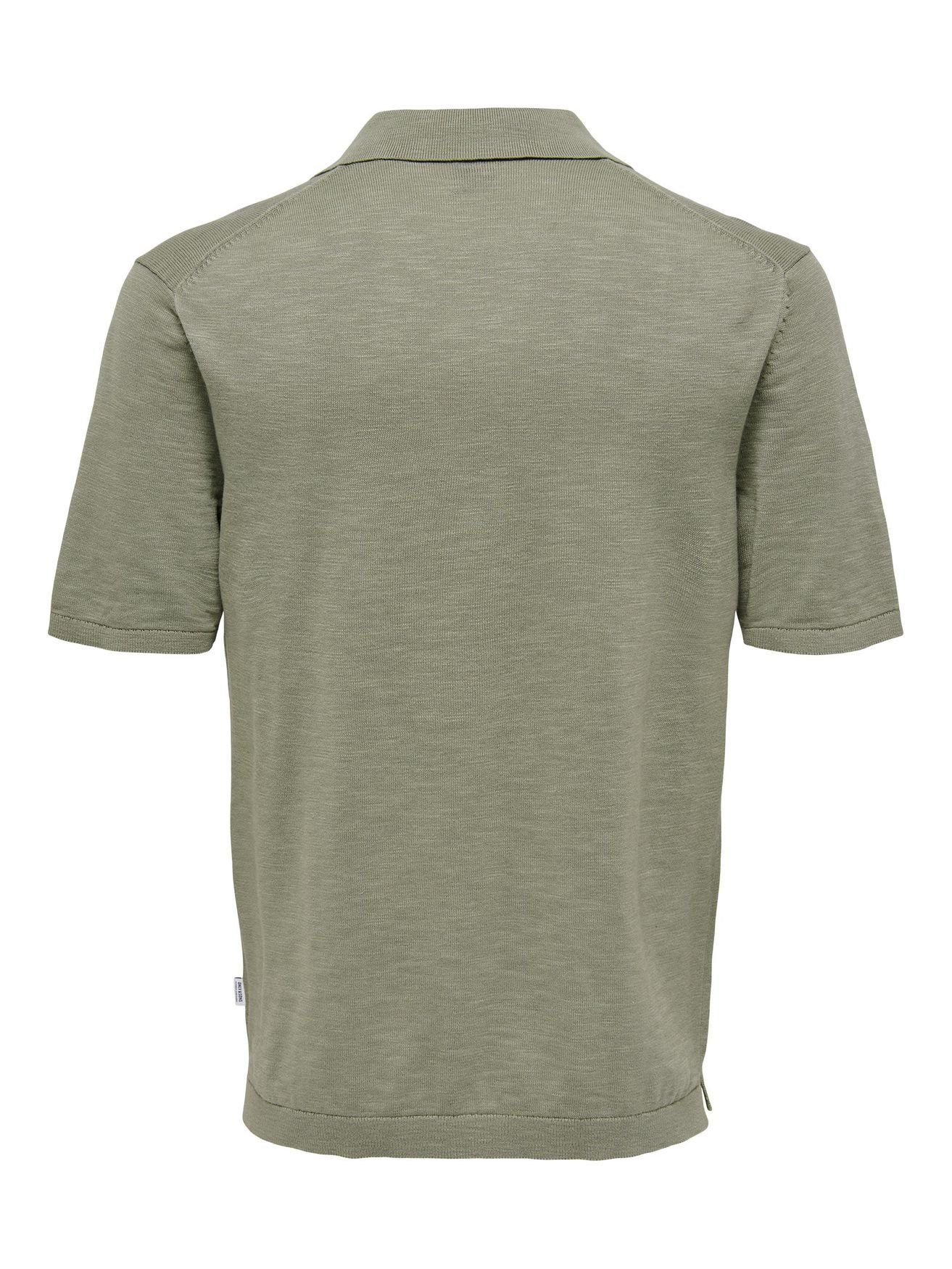 ONLY & SONS Poloshirt Einfarbiges Grün aus in 5025 Polo Shirt ONSACE Baumwolle Kurzarm Hemd