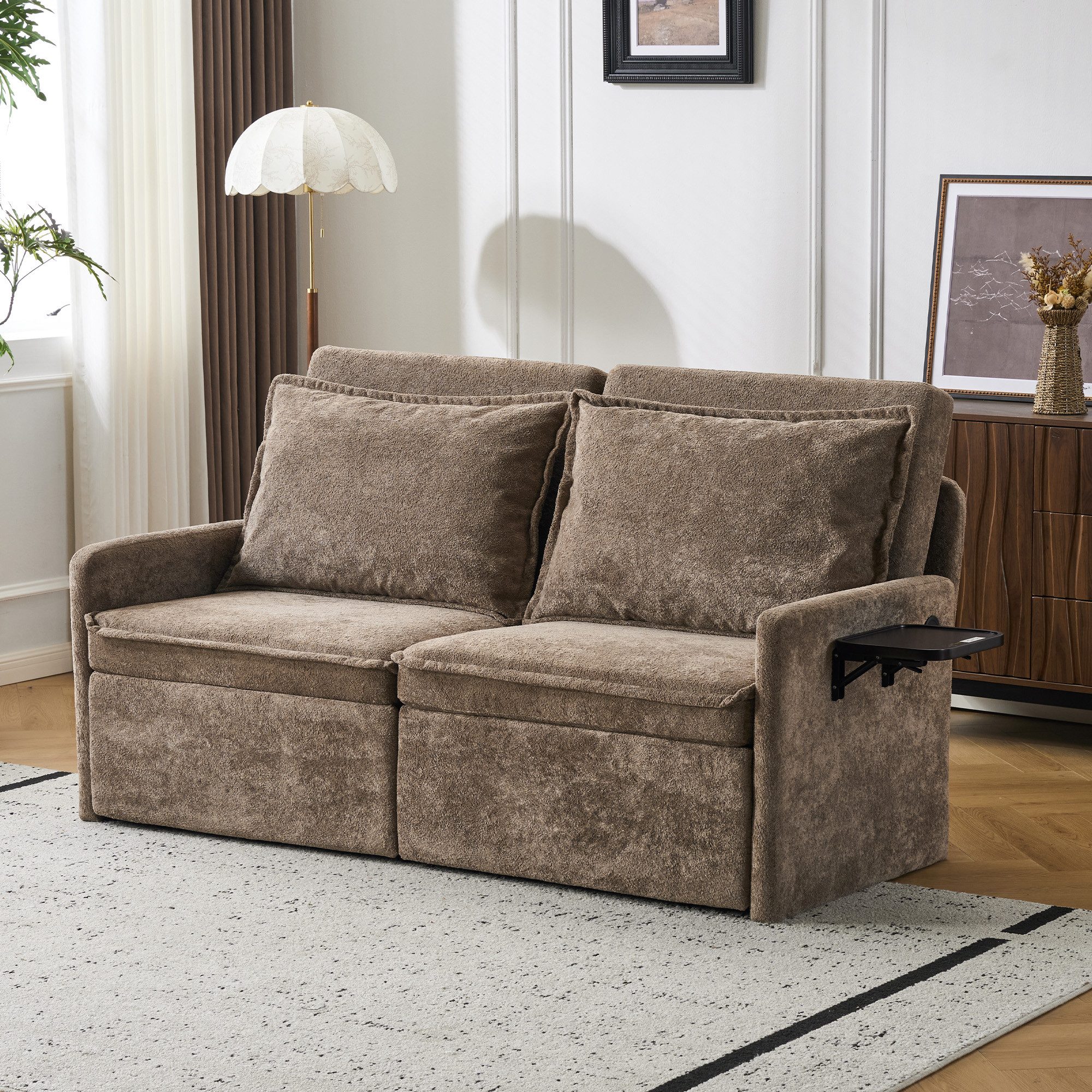 Orvane Schlafsofa 2 Sitzer Sofa mit verstellbarer Rückenlehne, Chenille teilbar Design