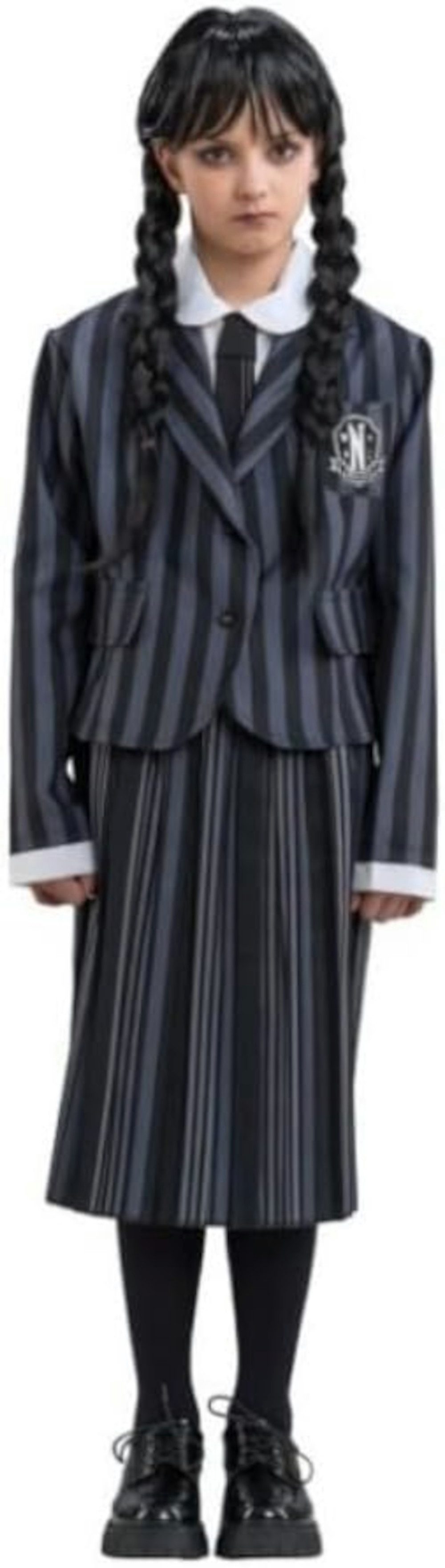 UE Stock Kostüm Mädchen 6-tlg. Cosplay Nevermore Wednesday Addams Schuluniform Gr. 120, für ein angenehmes Tragegefühl