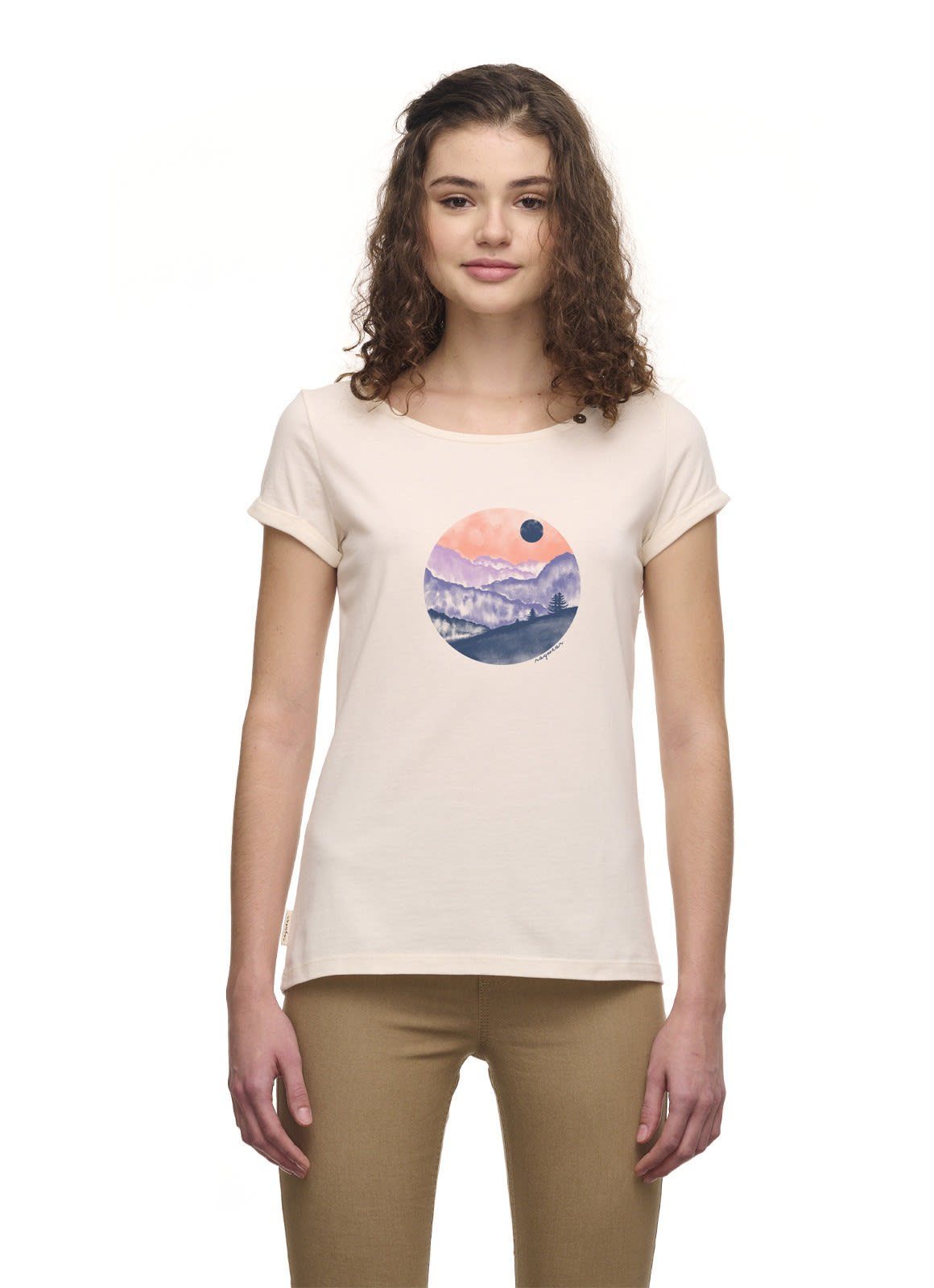Ragwear T-Shirt Ragwear W Florah Mountains Organic Gots Damen White | T-Shirts