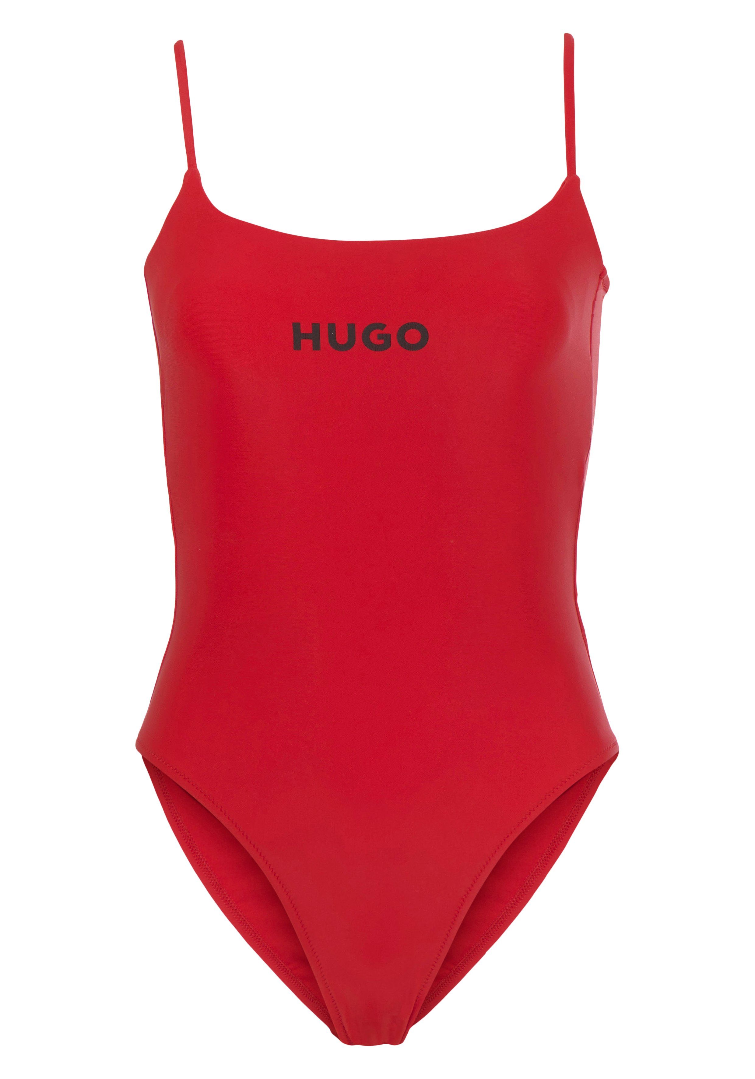 mit PURE_SWIMSUIT Badeanzug Bright_Pink Logoschriftzug HUGO