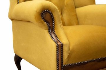 JVmoebel Ohrensessel Gelber Chesterfield Ohrensessel Einsitzer Sofa Couch Polster Samt (Ohrensessel), Made In Europe