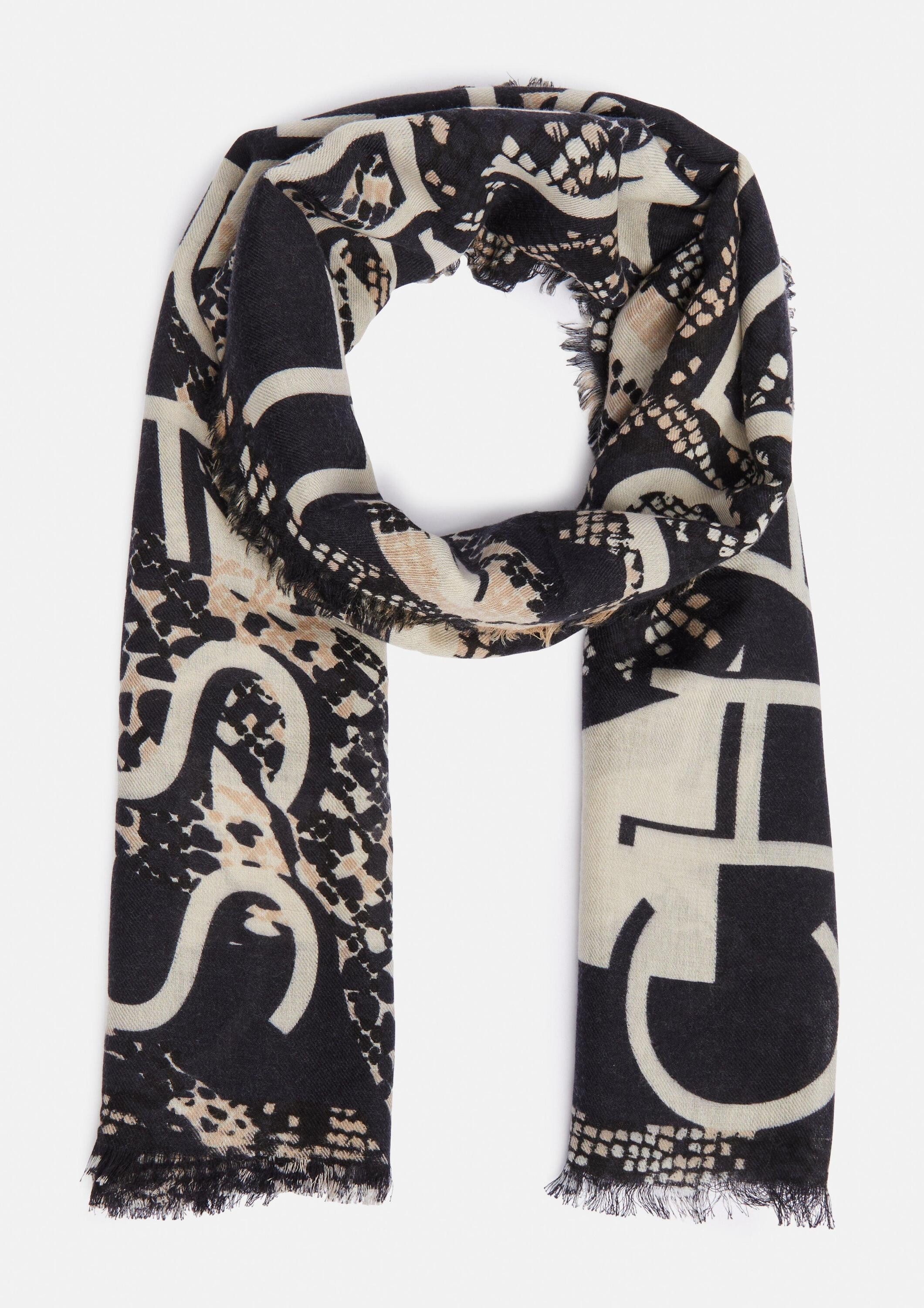 comma Schal Tuch, Wollmix-Schal mit Animal-Print günstig online kaufen