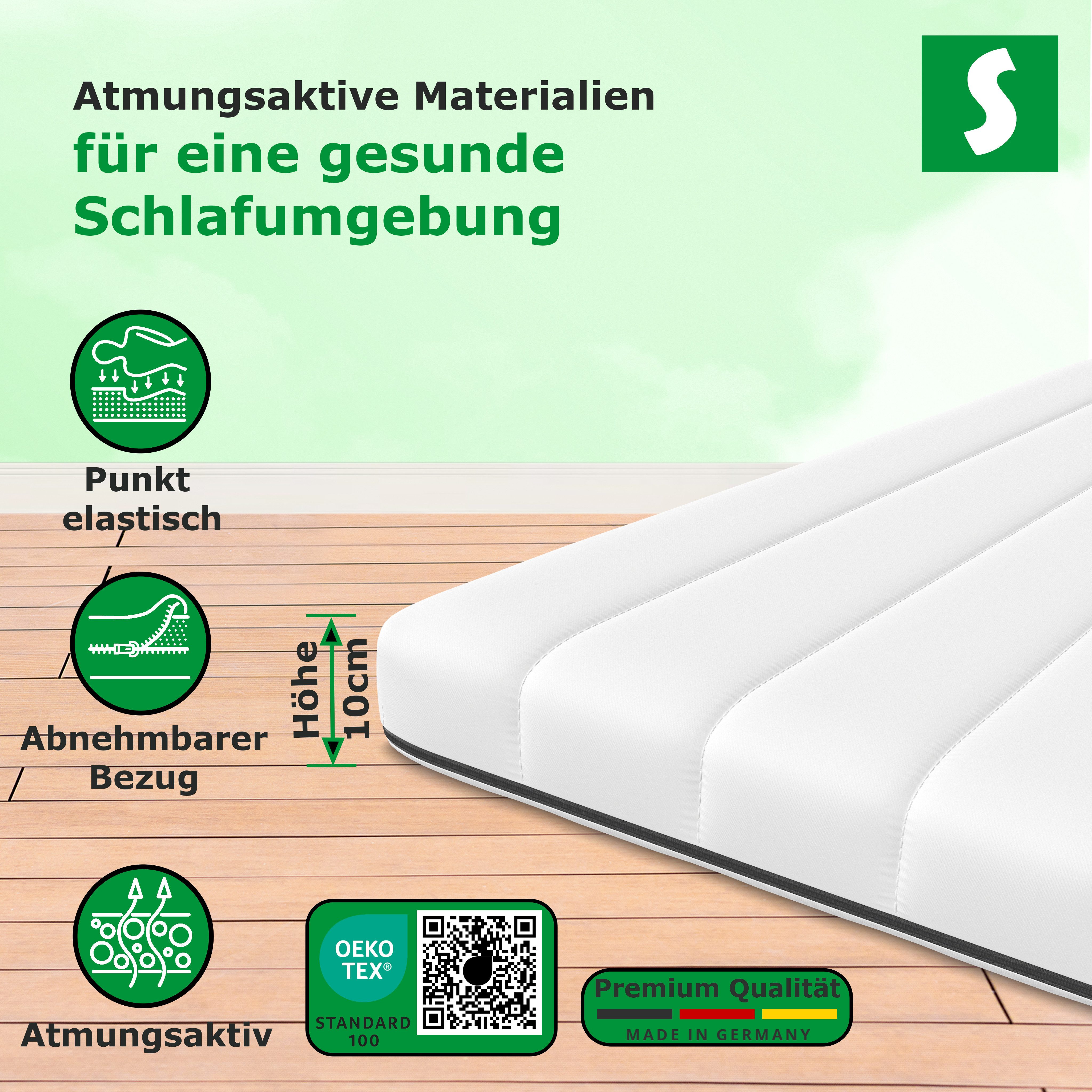 Schlaftroll, Topper Kaltschaum Topper 10cm – H3 – Matratzenauflage, Atmungsaktiv, 90x200cm, 140x200cm, 160x200cm, 180x200cm