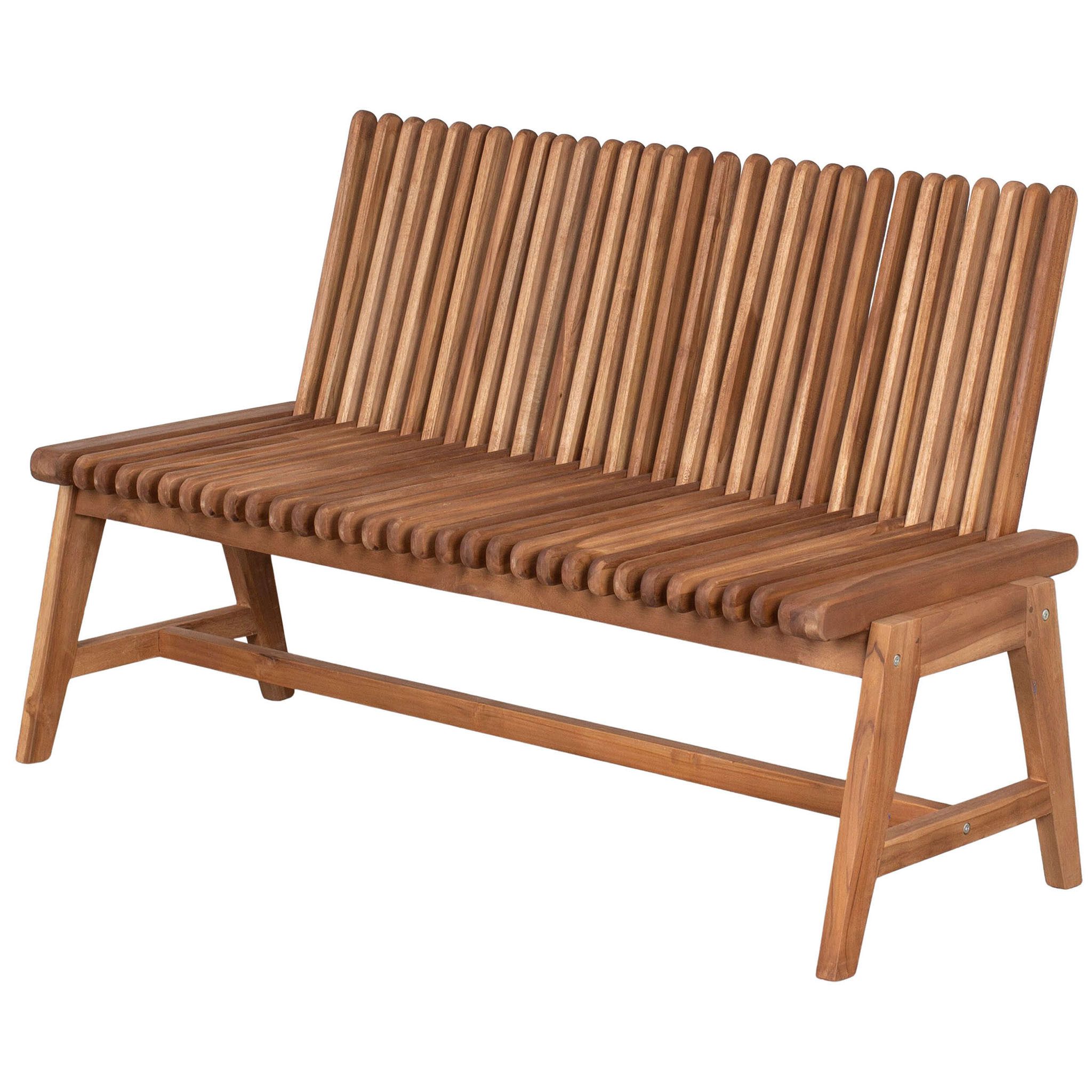 bene living Gartenbank Multifunktionsbank Leeds 130 cm - Teakholz (1-St), Teakbank mit einzeln verstellbaren Rückenleisten