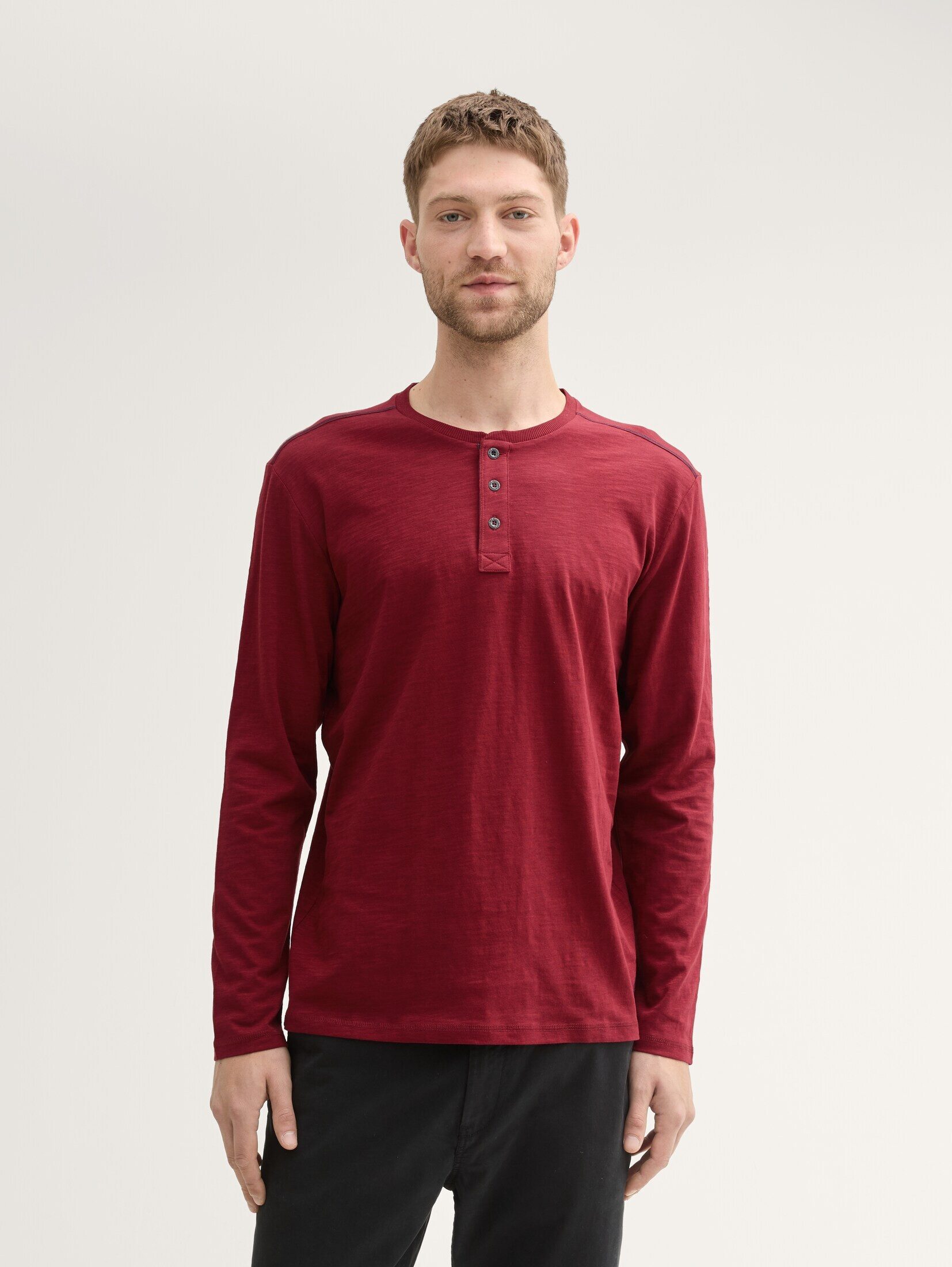 TOM TAILOR Langarmshirt Henley Langarmshirt aus günstig online kaufen