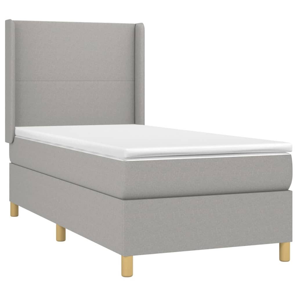 Bett Boxspringbett mit Matratze Hellgrau 90x200 cm Stoff