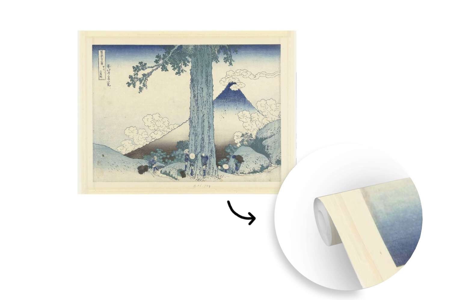 MuchoWow Fototapete Mishima-Bergpass in der Provinz Montagefertig bedruckt, Katsushika Wandtapete Tapete St), Hokusai, Kai für Vinyl (6 Wohnzimmer, Matt, von Gemälde 