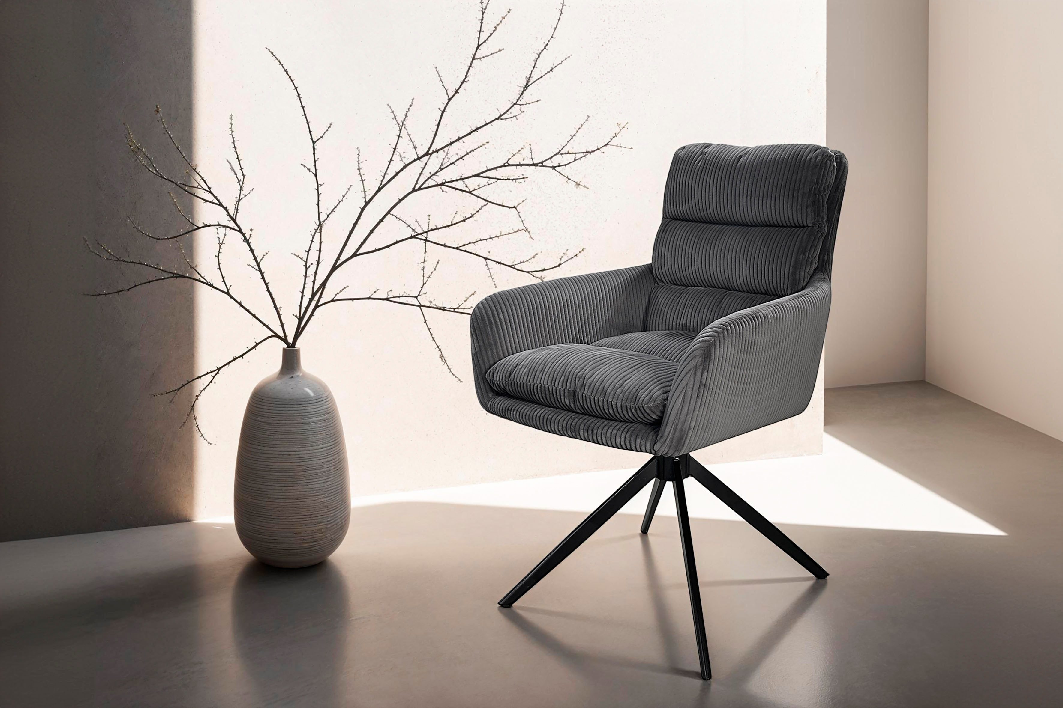 byLIVING Esszimmerstuhl Pura (Set, 2 St), Sitzschale 360°drehbar, Metall sc günstig online kaufen