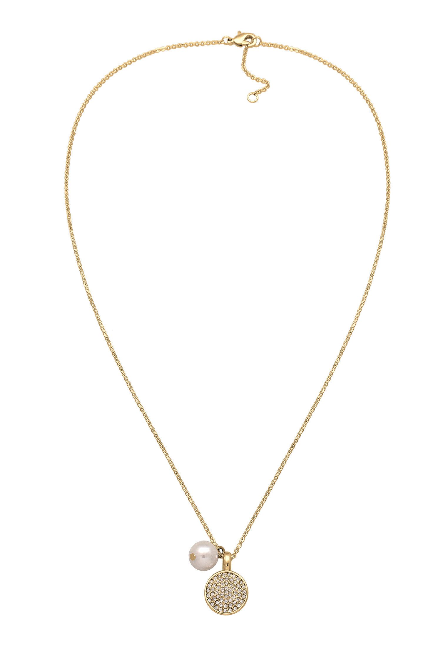 Elli Kette mit Anhänger Kristall Perlenanhänger Elegant Silberfarben günstig online kaufen