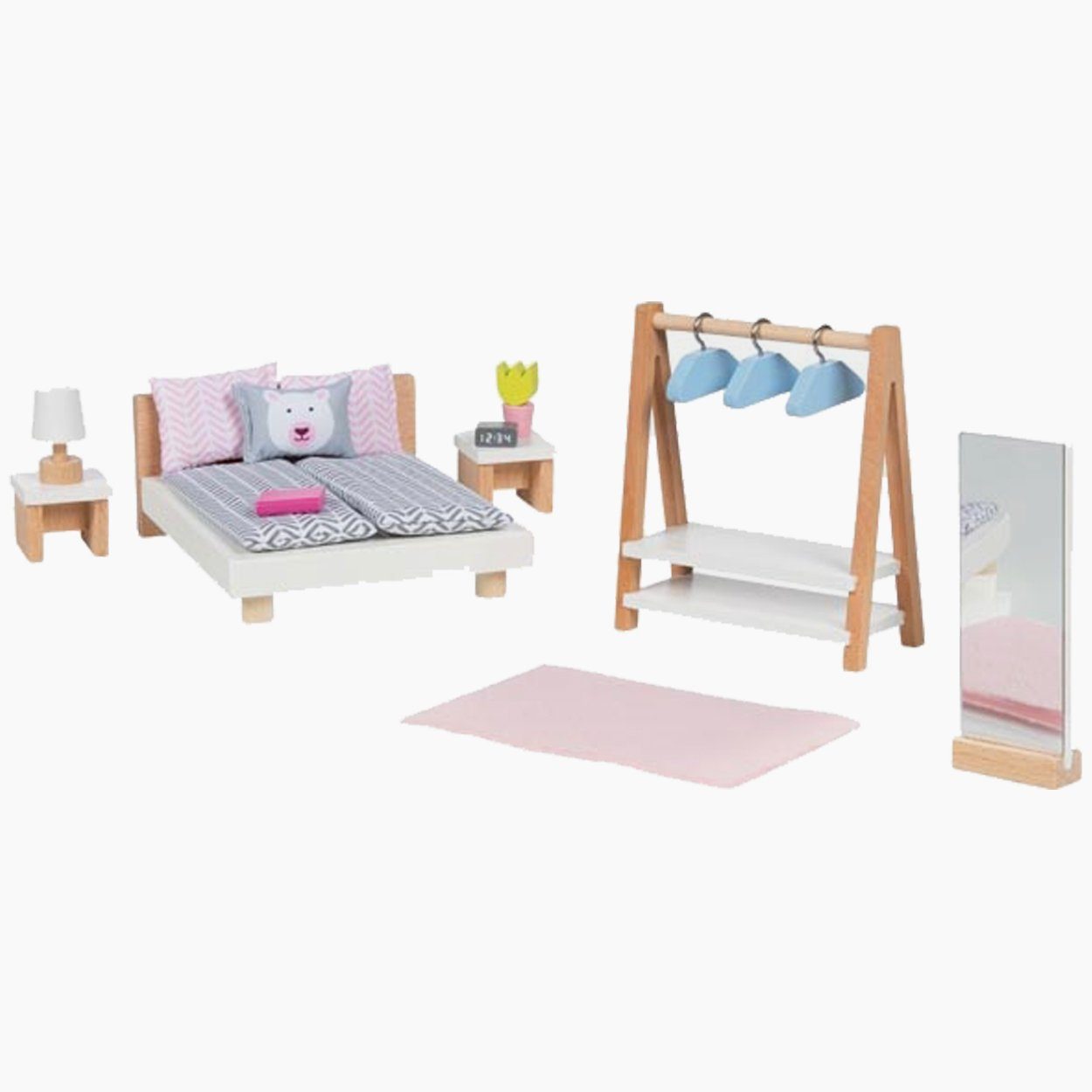 goki Puppenhausmöbel Puppenmöbel Style, Schlafzimmer (packung, 18tlg., spar set), Das Set besteht aus 18 Teilen