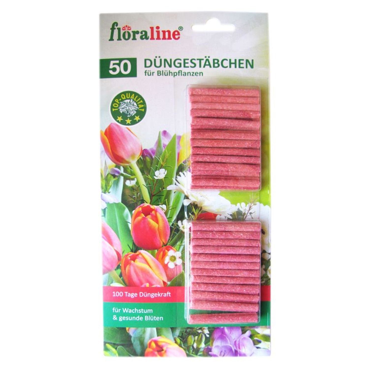 floraline Pflanzendünger Floraline 50 Düngestäbchen Blühpflanzen Nährstoffe Dünger Blumen Grün