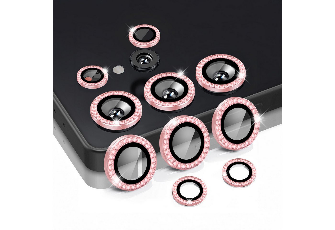 Tec-Expert Kameraschutzglas 9H Glas Set in Pink mit Schmuckstein für Samsung Galaxy S25 Ultra für Samsung Galaxy S25 Ultra, Linsenschutzglas Set, 1 Stück, Kameraschutz, Schutzglas, Linsenschutz, kratz- & stoßfest