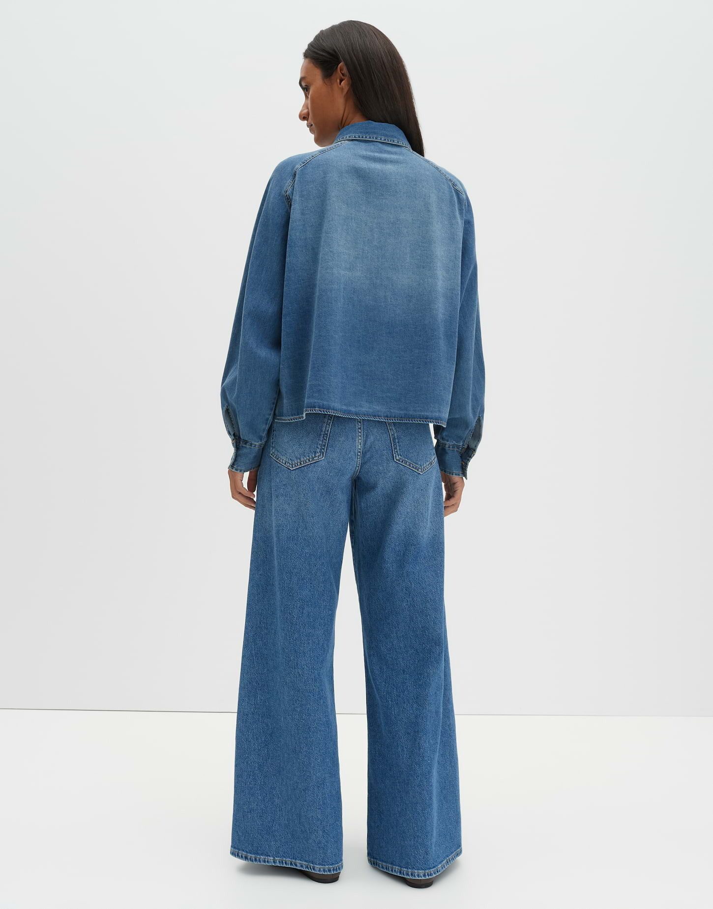 someday Jeansbluse ZEBRU Oversized aus nachhaltigem BCI Cotton Boxy Silhouette, weite Passform, Raglanärmel