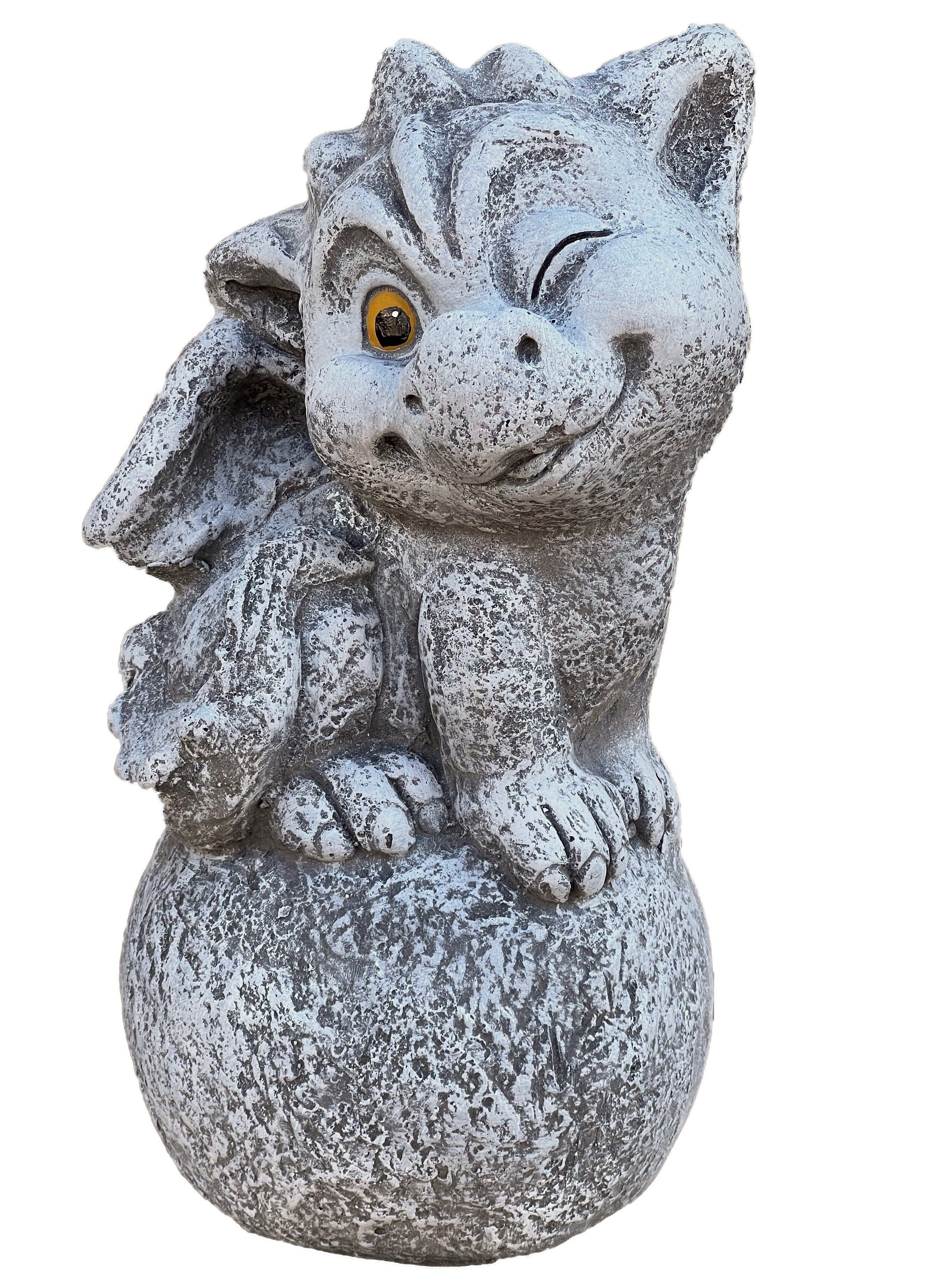 Gartenfigur Steinfigur Drache Alfredo frostfest Steinguss 12,8 kg