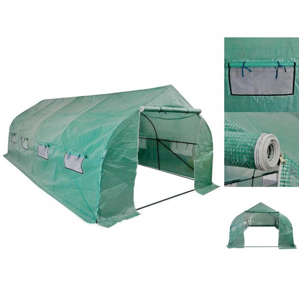 vidaXL Gewächshaus Polytunnel Gewächshaus Begehbar Mobil Stahlrahmen 18 m² grün | Rabatt: 24%