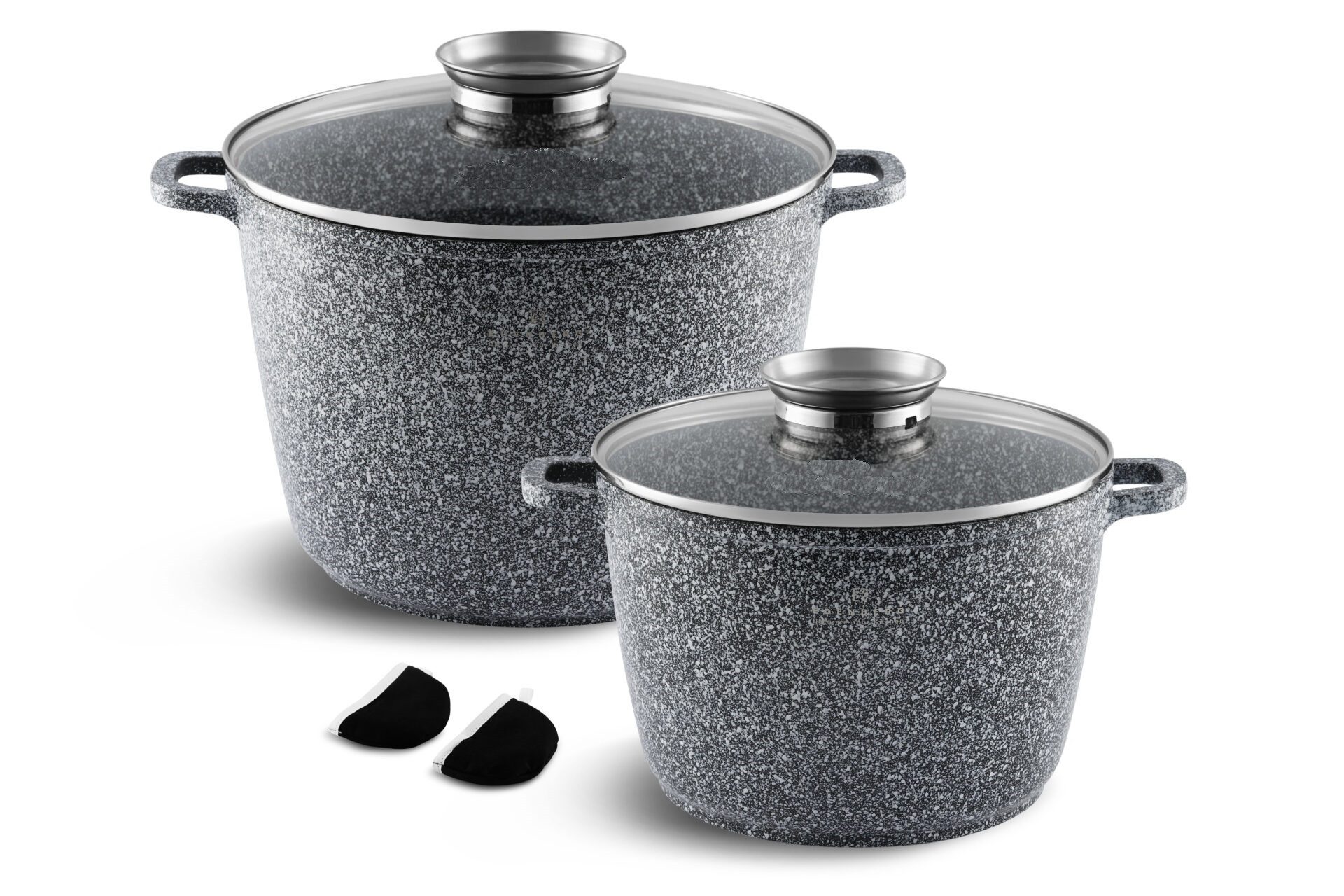 KlönBerg Topf-Set Großer marmorierter Töpfe Suppentopf Kompotttopf Kochtopf Spargeltopf, Aluminiumguss, Aluminium, Keramik, Edelstahl (Unsere extra großen Töpfe sind die perfekte Wahl für große Familienfeiern oder Veranstaltungen – ideal, um mühelos köstliche Gerichte in großen Mengen zuzubereiten und alle Gäste zu begeistern!, 4-tlg., Es ist eine perfekte Geschenkidee für jeden Anlass), Innovative Aroma Knob-Griffe