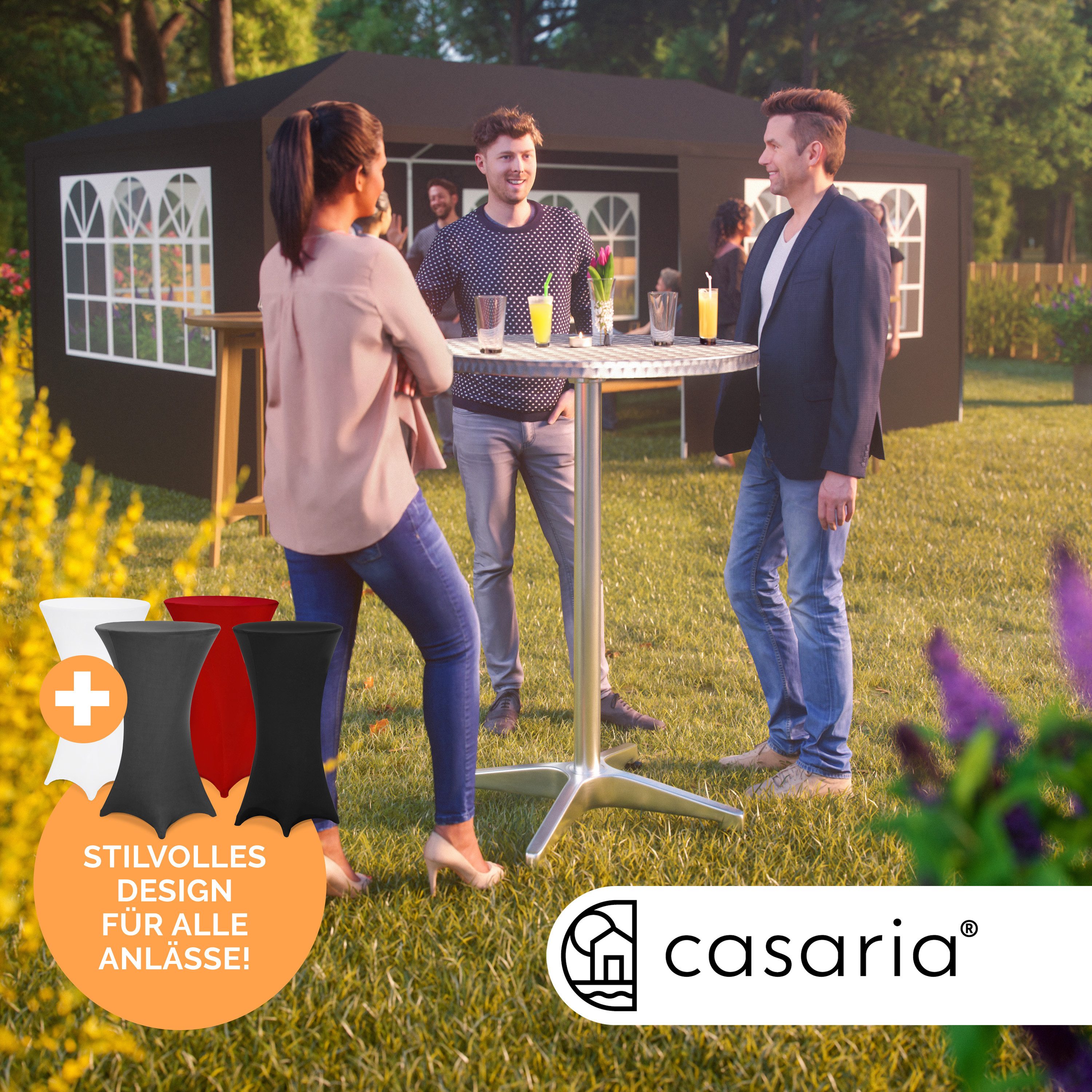 Casaria Stehtisch, mit Husse Stabil Höhenverstellbar Hoch Alu Rund Ø 60cm W günstig online kaufen