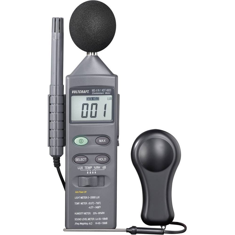 VOLTCRAFT Außentemperaturanzeige Umwelt-Messgerät 4-in-1 DT 8820, Multifunktions-Umweltmessgerät 4in1