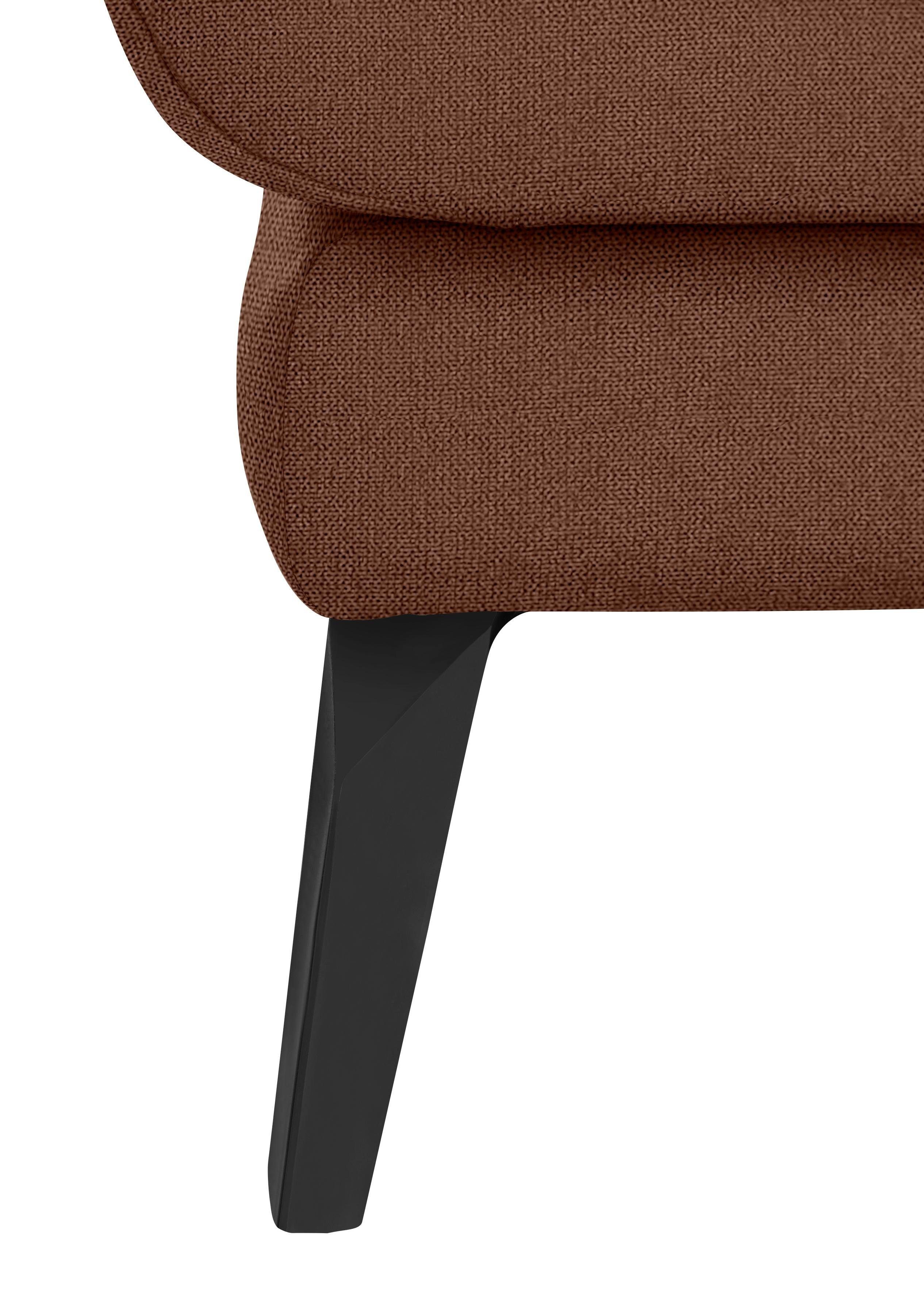 mit Heftung W.SCHILLIG Chaiselongue Füße Sitz, pulverbeschichtet dekorativer softy, im schwarz