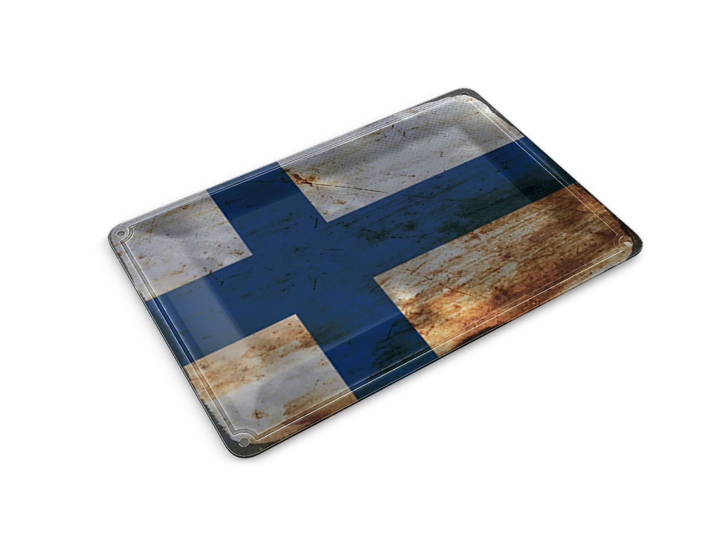 Femer GmbH Postkarte Flagge Finnland 14x10 cm Flag of Finland Rost, unfrankiert