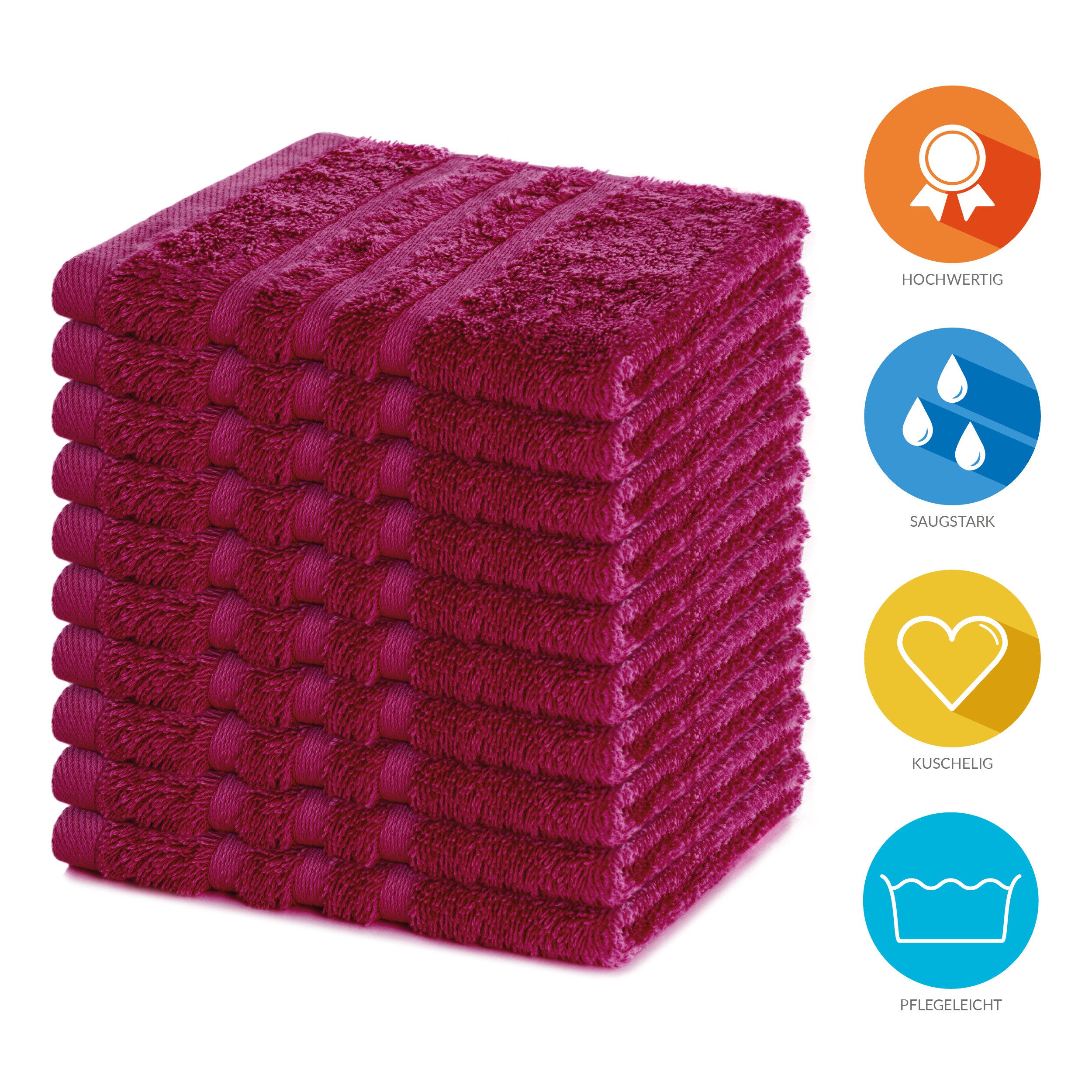 Lavea Seiftuch 10er Gästehandtücher Set 30x30 cm Elena Frottee, kleine Waschlappen, 100% Baumwolle (10er Set), 500 g/m² Frottier, weich & saugstark, pflegeleicht